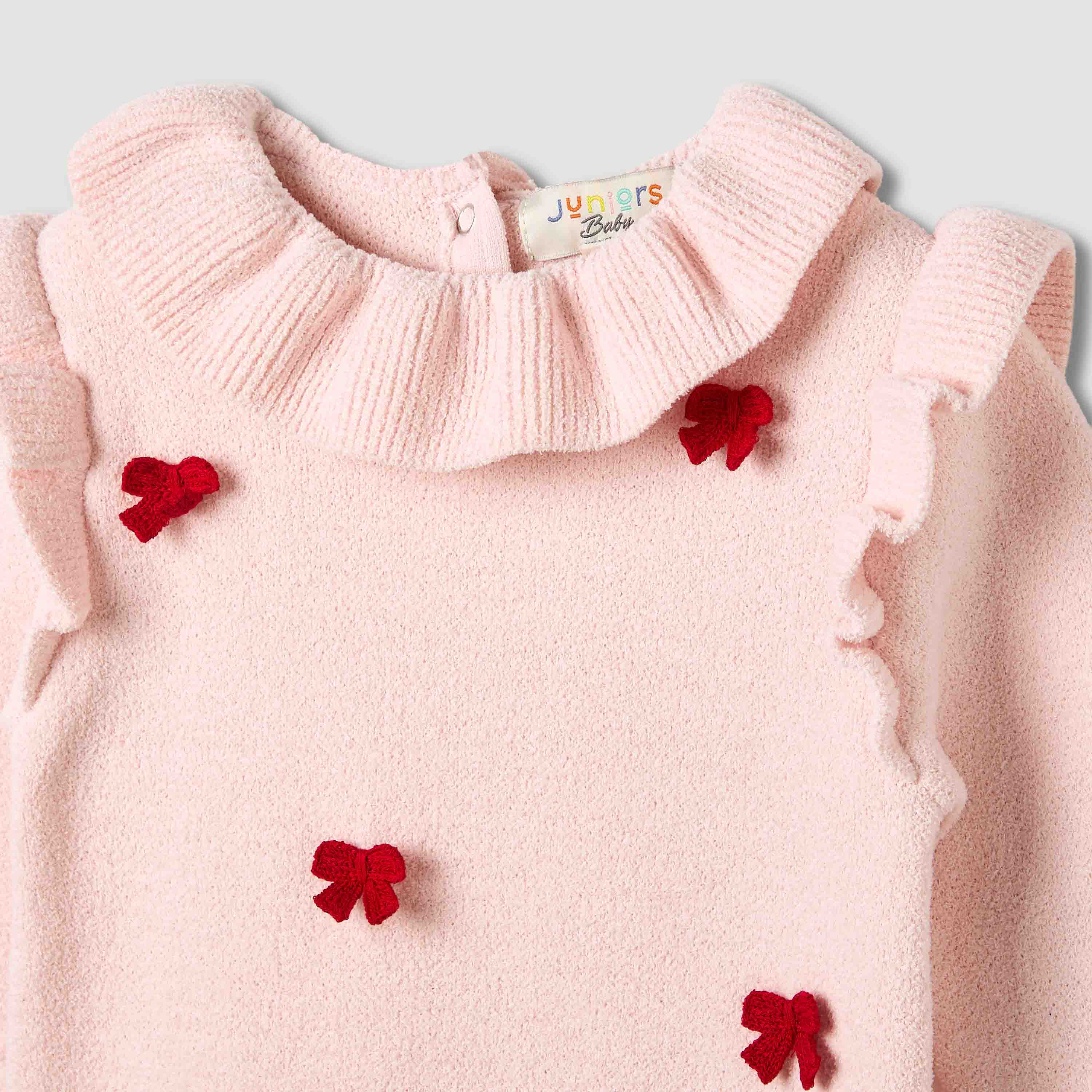 بدلة نوم بياقة وفيونكة من جونيورز-baby-girls-clothing-rompers-image-3