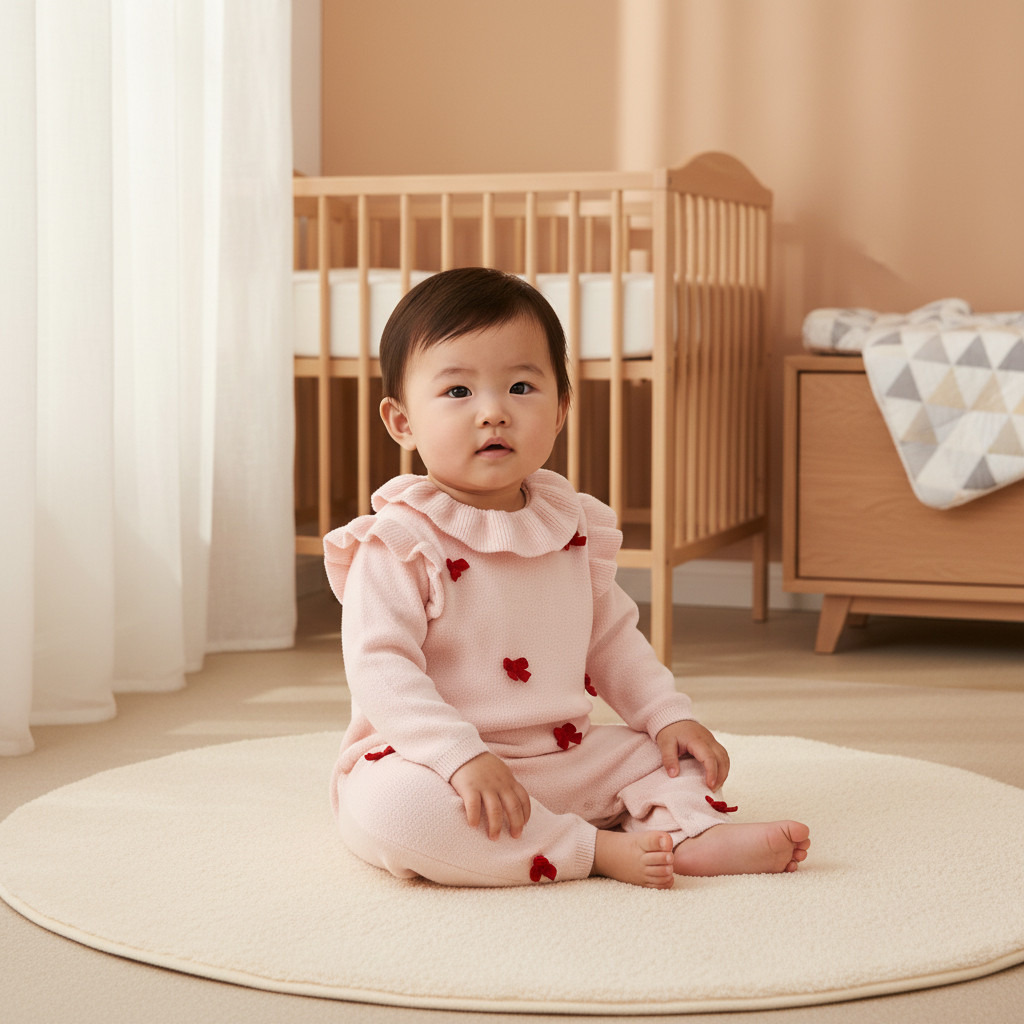 بدلة نوم بياقة وفيونكة من جونيورز-baby-girls-clothing-rompers-image-1