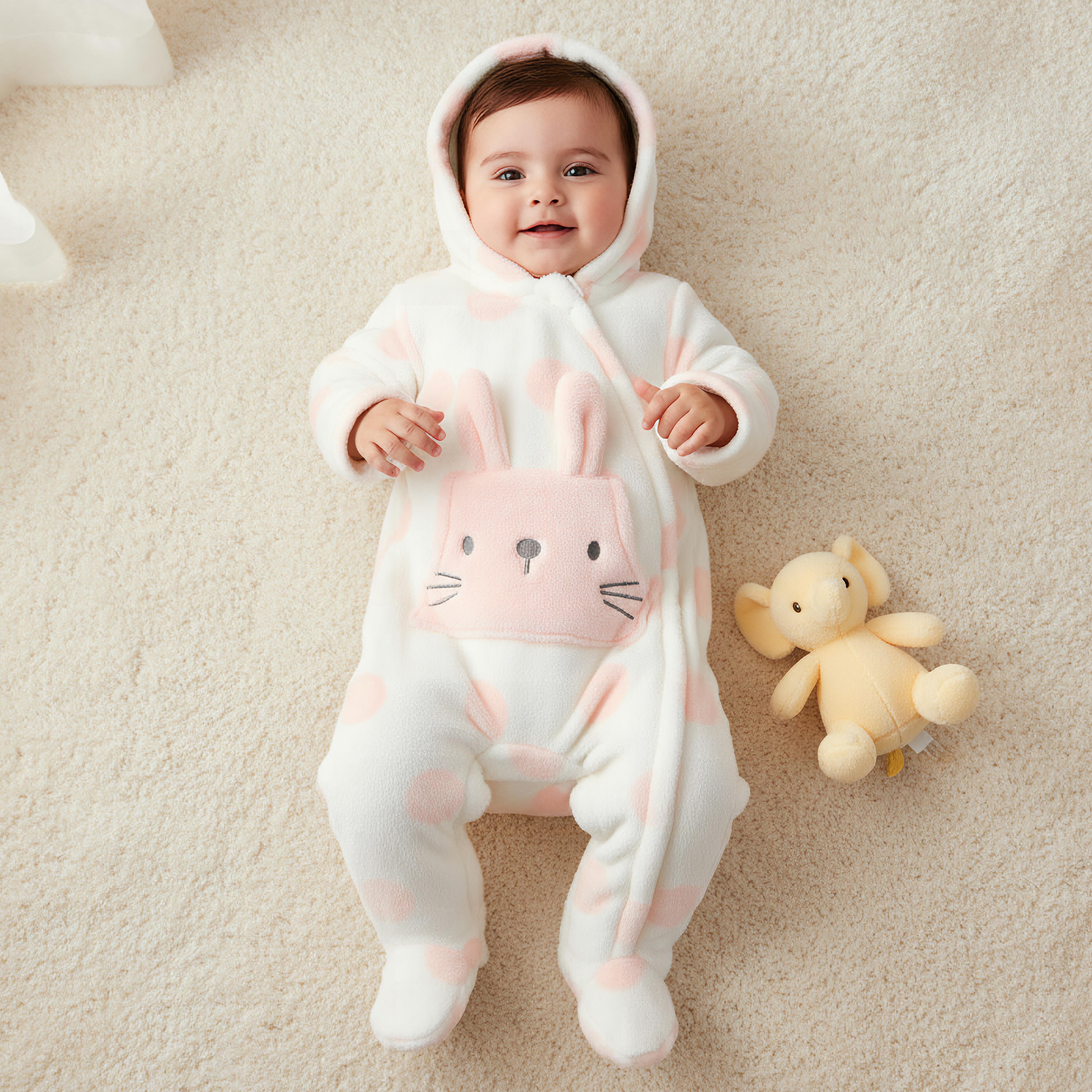 Juniors Hooded Neck Romper with Closed Feet - Long Sleeves-baby-girls-clothing-rompers-image-1