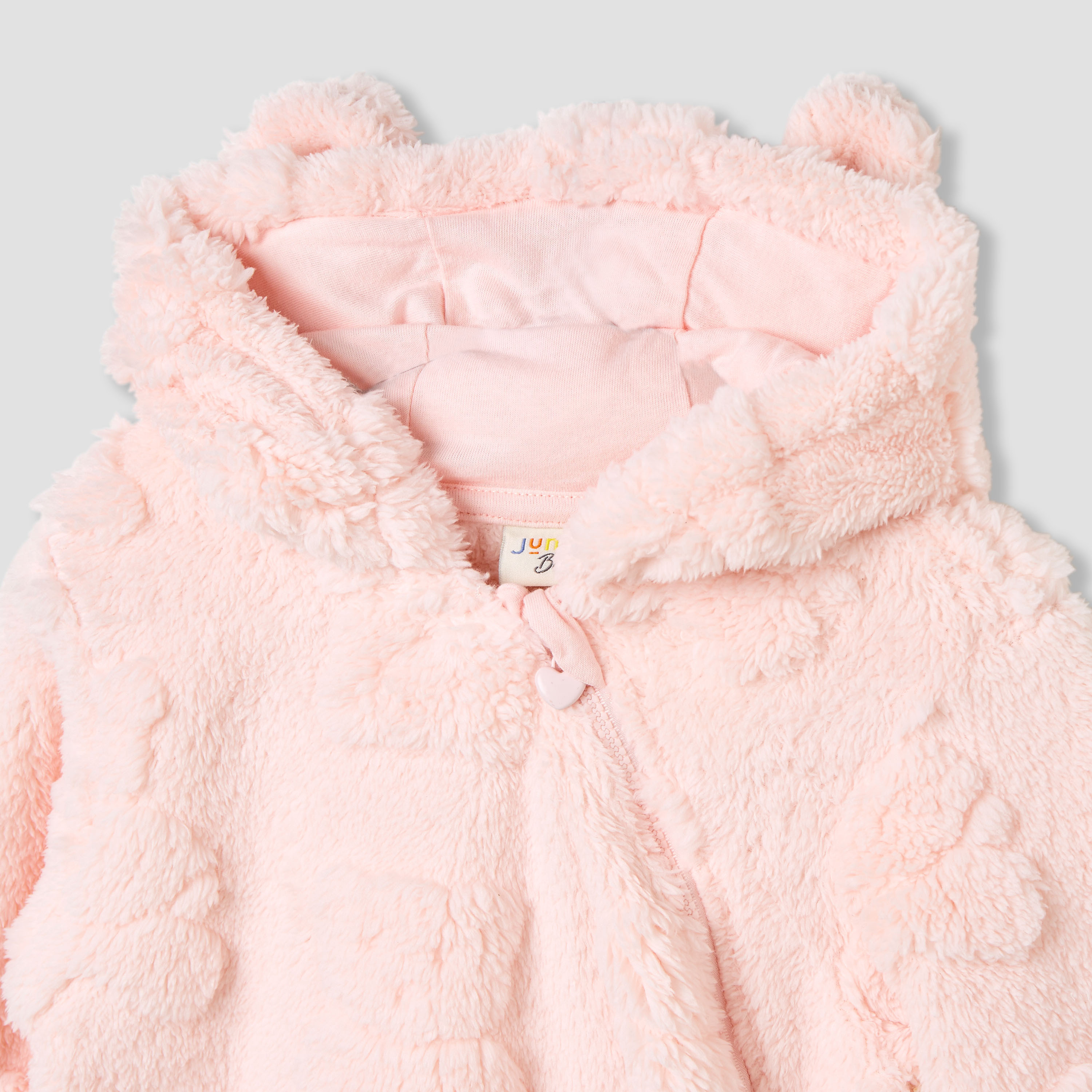 Juniors Bear Textured Hooded Rompers with Zip Closure-baby-girls-clothing-rompers-image-4
