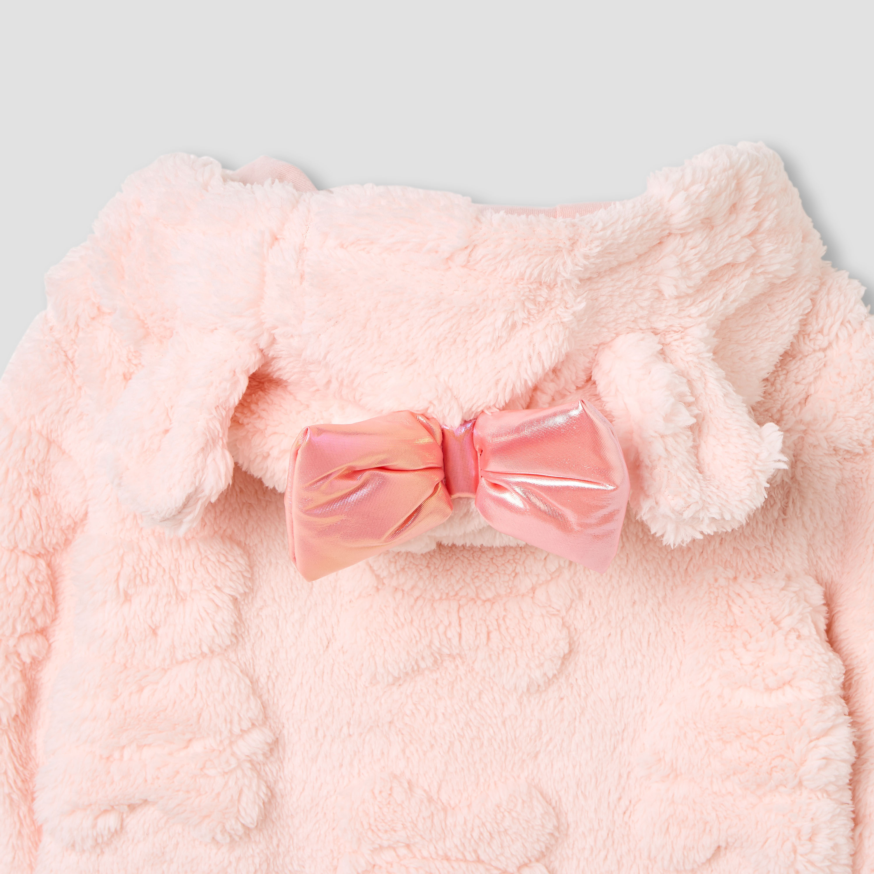 Juniors Bear Textured Hooded Rompers with Zip Closure-baby-girls-clothing-rompers-image-6