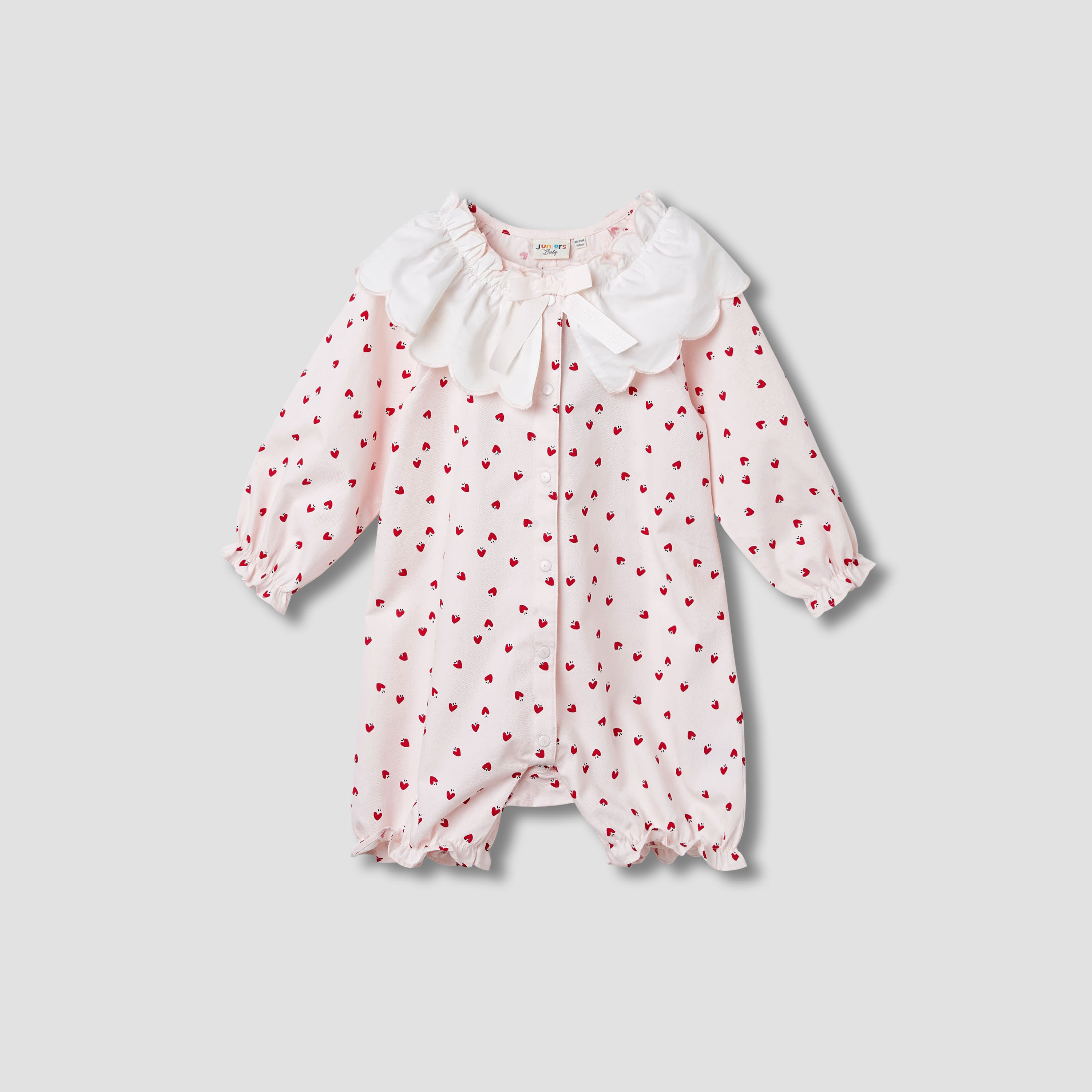 Juniors Printed Romper with Collar and Bow Accent-baby-girls-clothing-rompers-image-2