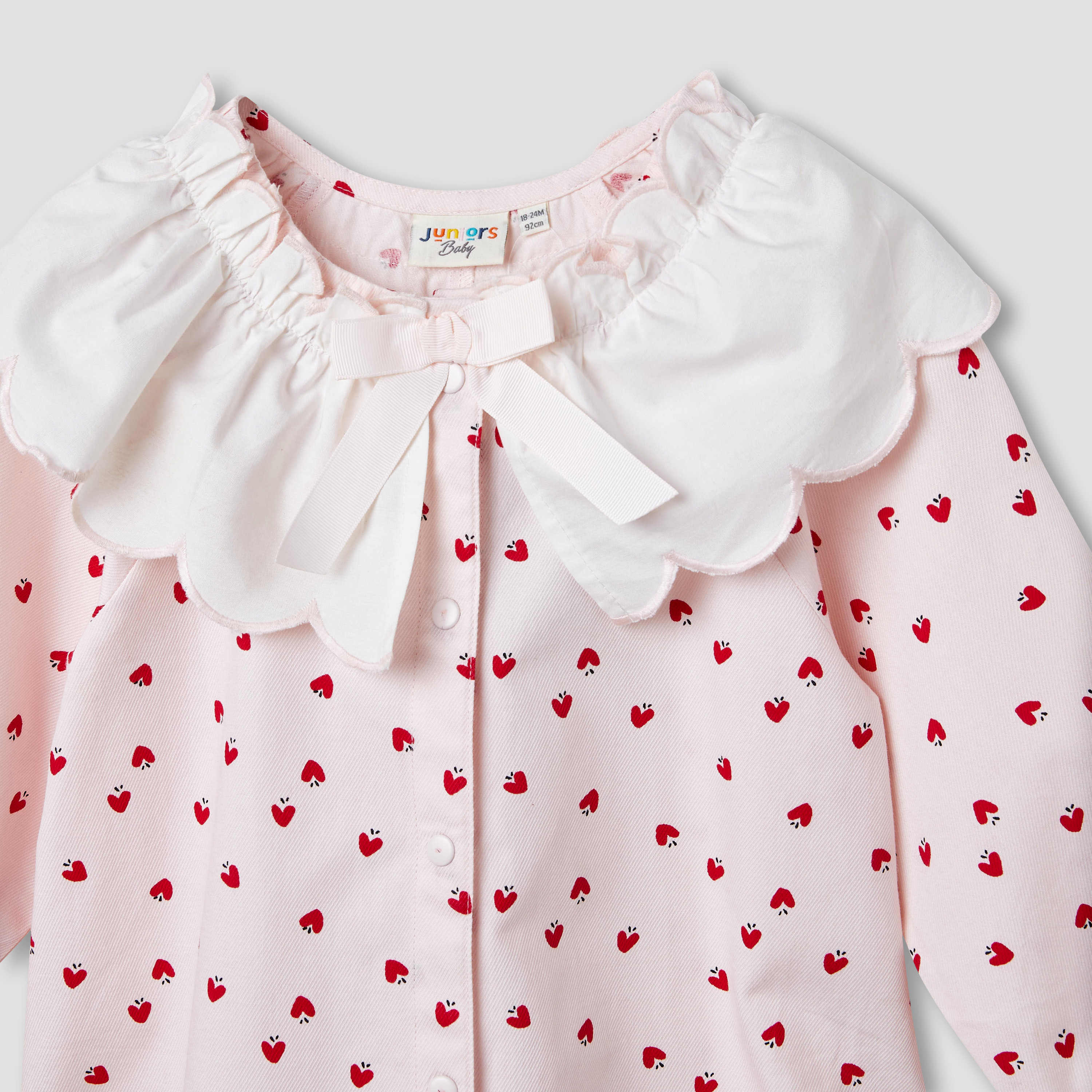Juniors Printed Romper with Collar and Bow Accent-baby-girls-clothing-rompers-image-4
