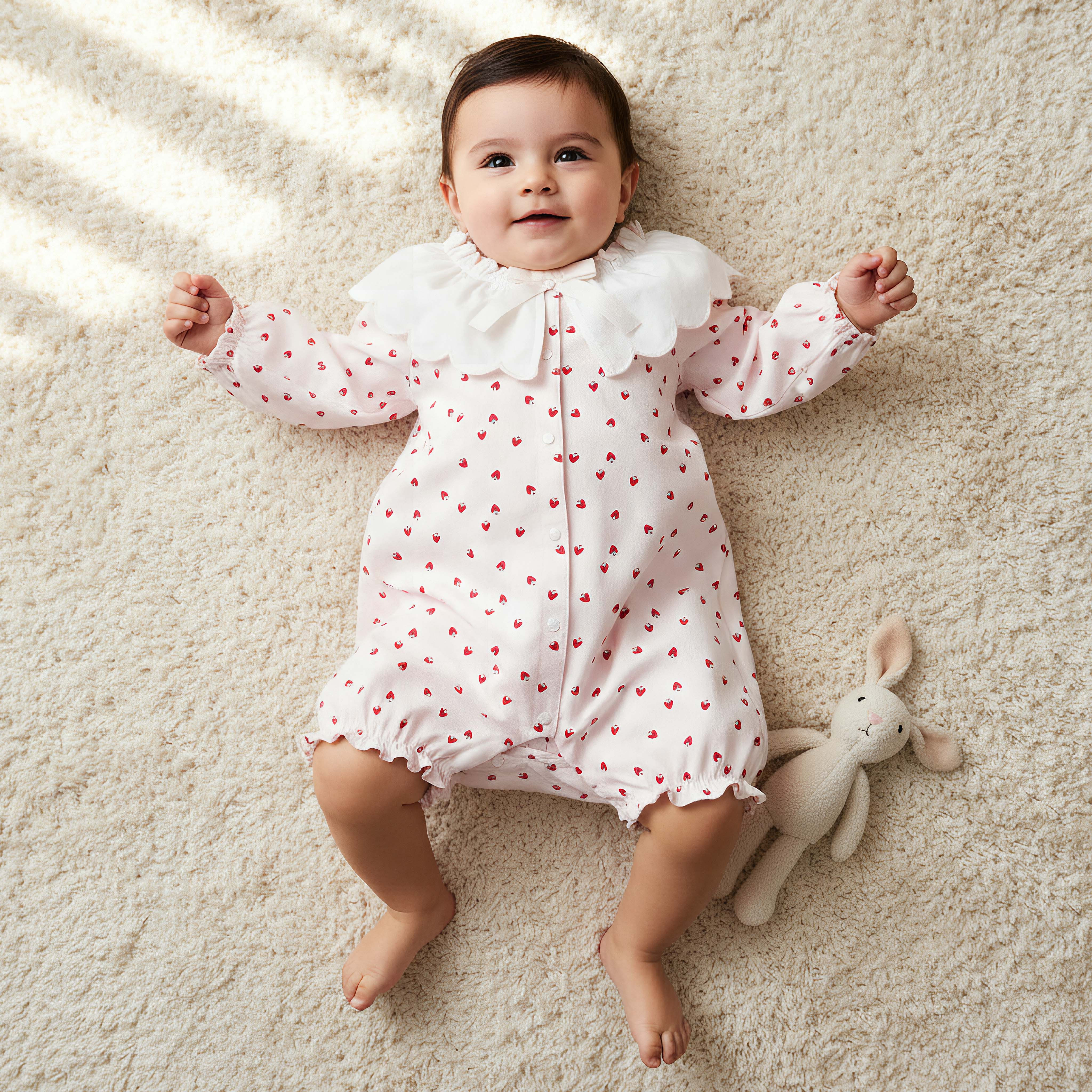 Juniors Printed Romper with Collar and Bow Accent-baby-girls-clothing-rompers-image-1
