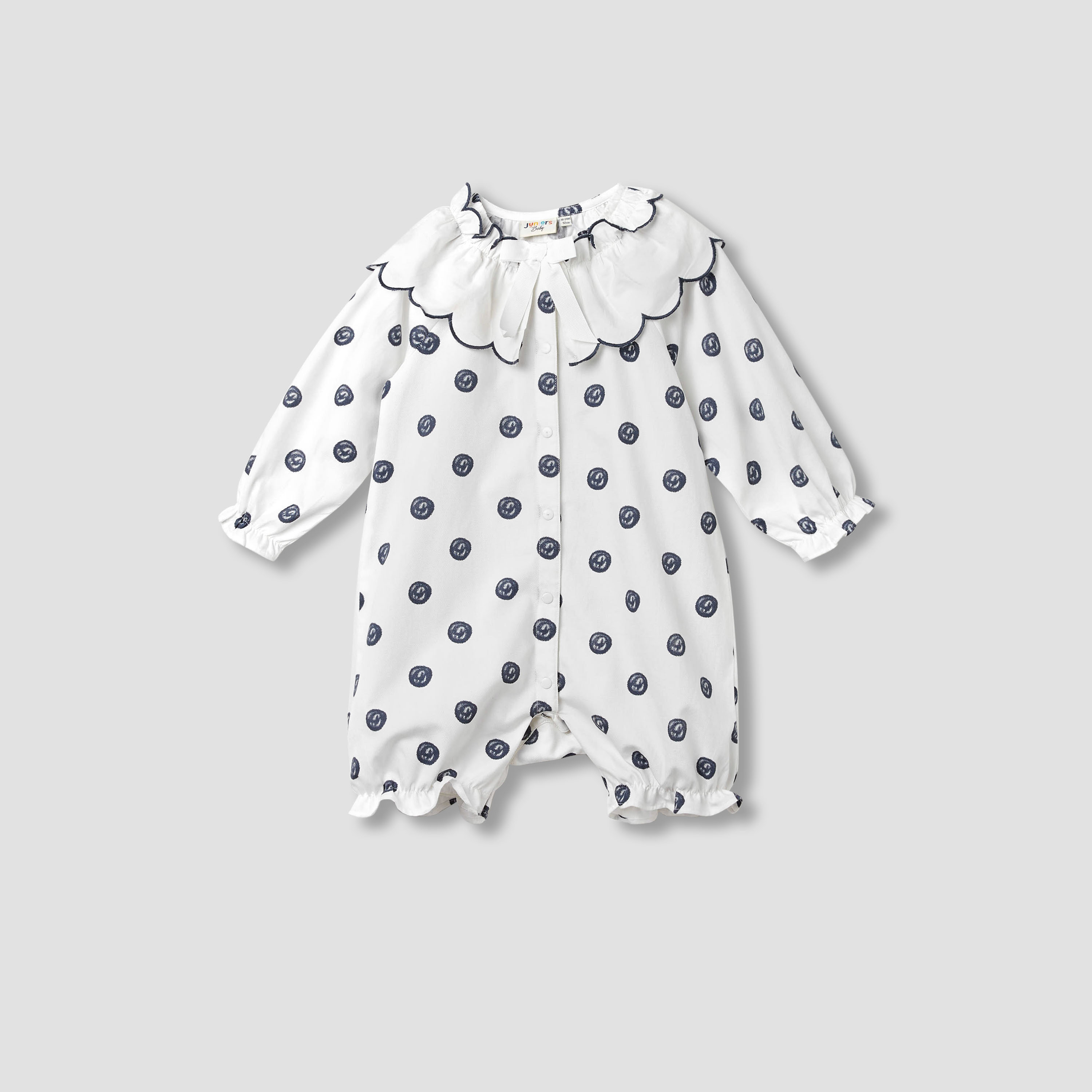 Juniors Printed Romper with Collar and Bow Accent-baby-girls-clothing-rompers-image-2