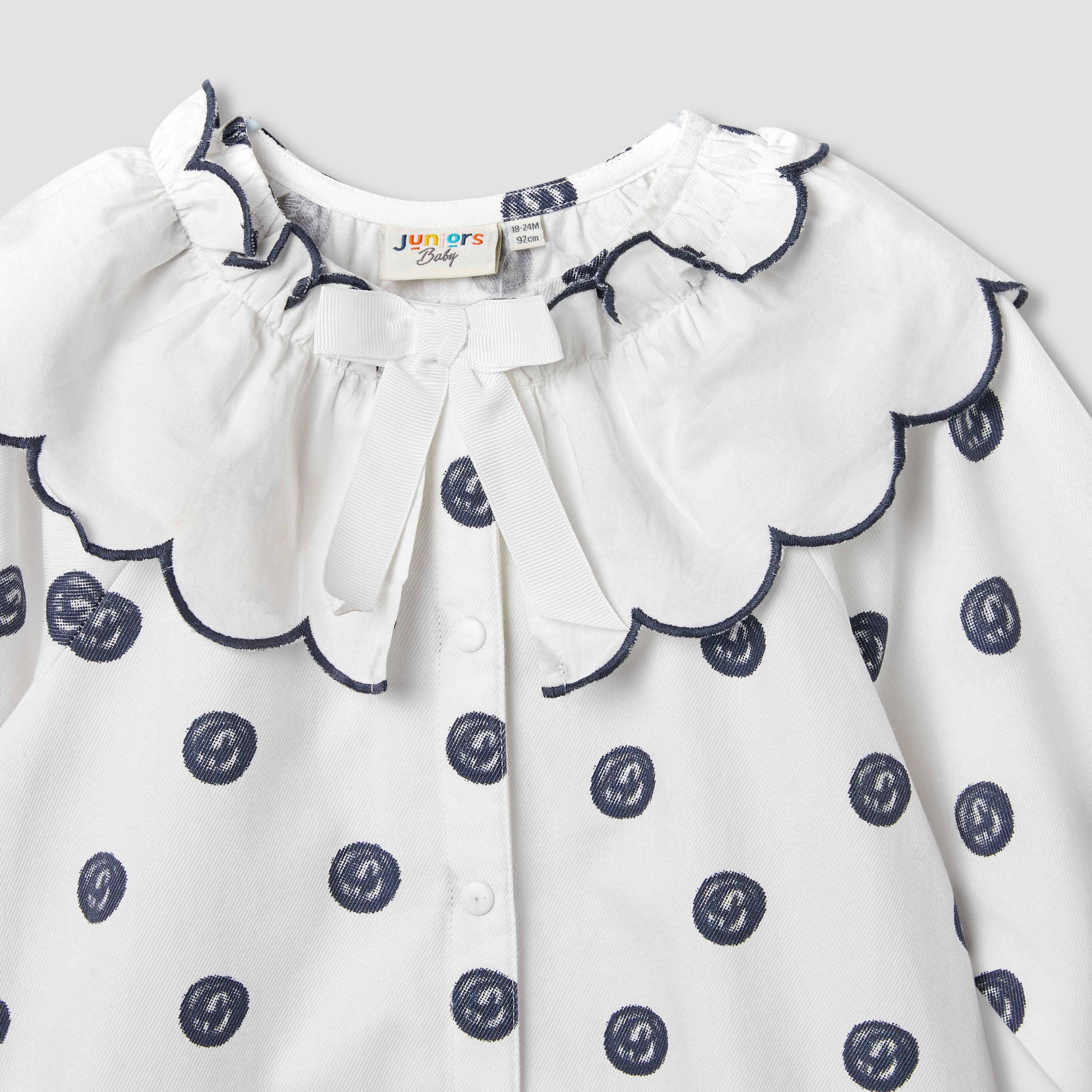Juniors Printed Romper with Collar and Bow Accent-baby-girls-clothing-rompers-image-4