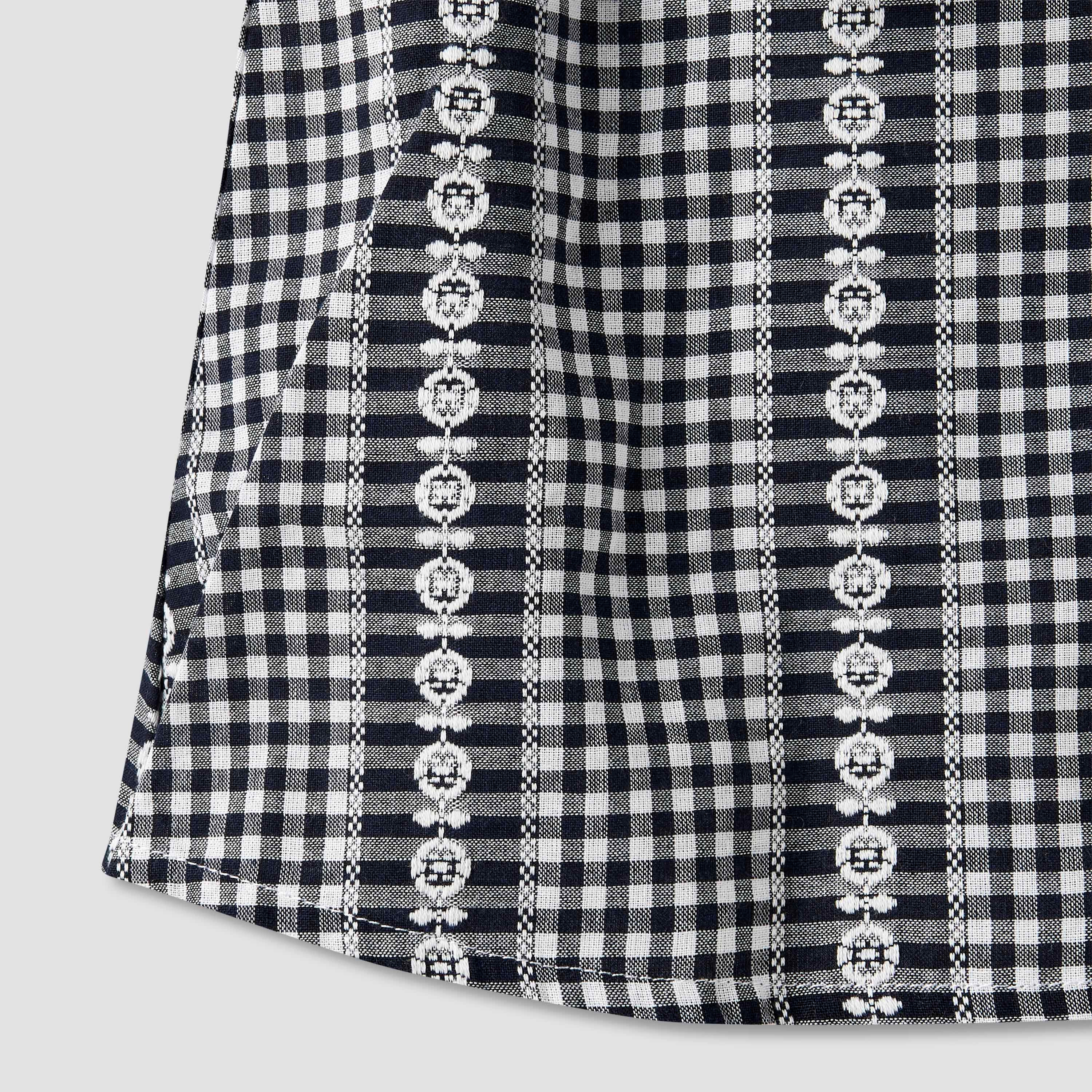 Juniors Peter Pan Collar Cap Sleeves Top with Checked Design-baby-girls-clothing-blousesandshirts-image-4