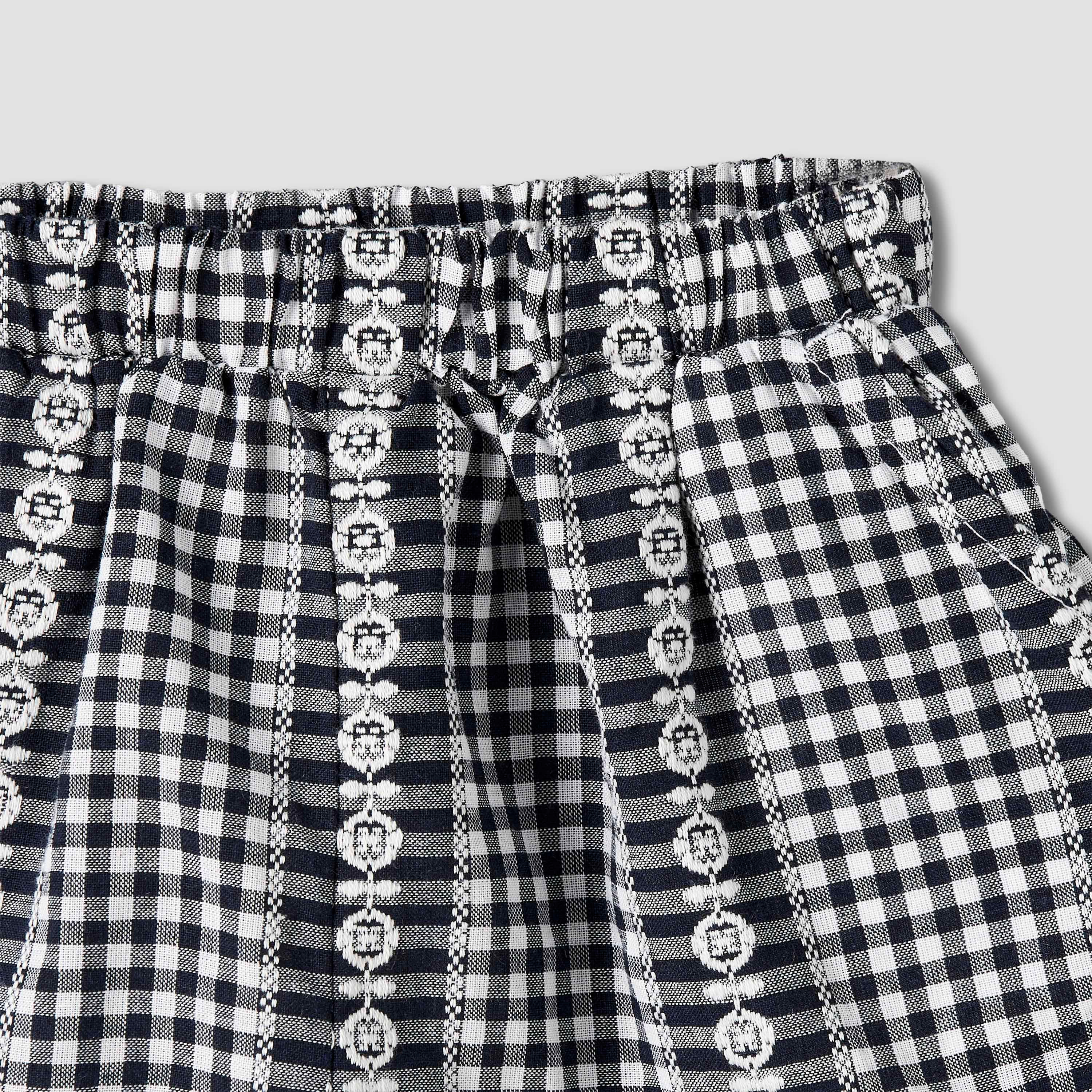 Juniors Elastic Waist Shorts with Checked Design-baby-girls-clothing-bottoms-shorts-image-3