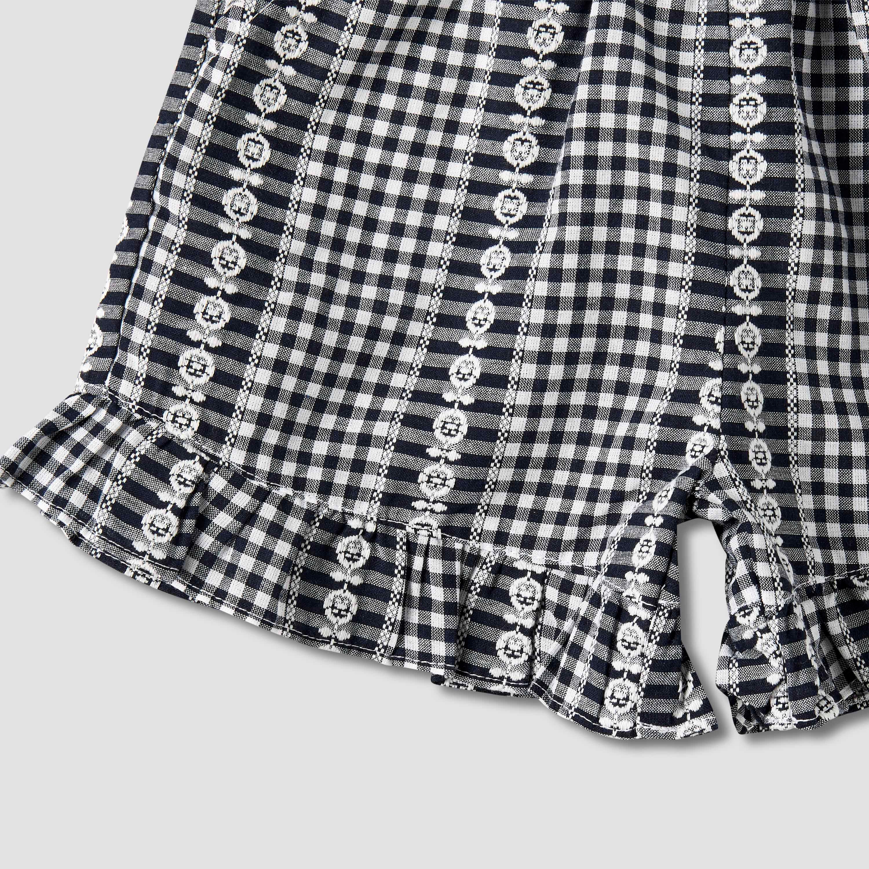 Juniors Elastic Waist Shorts with Checked Design-baby-girls-clothing-bottoms-shorts-image-4