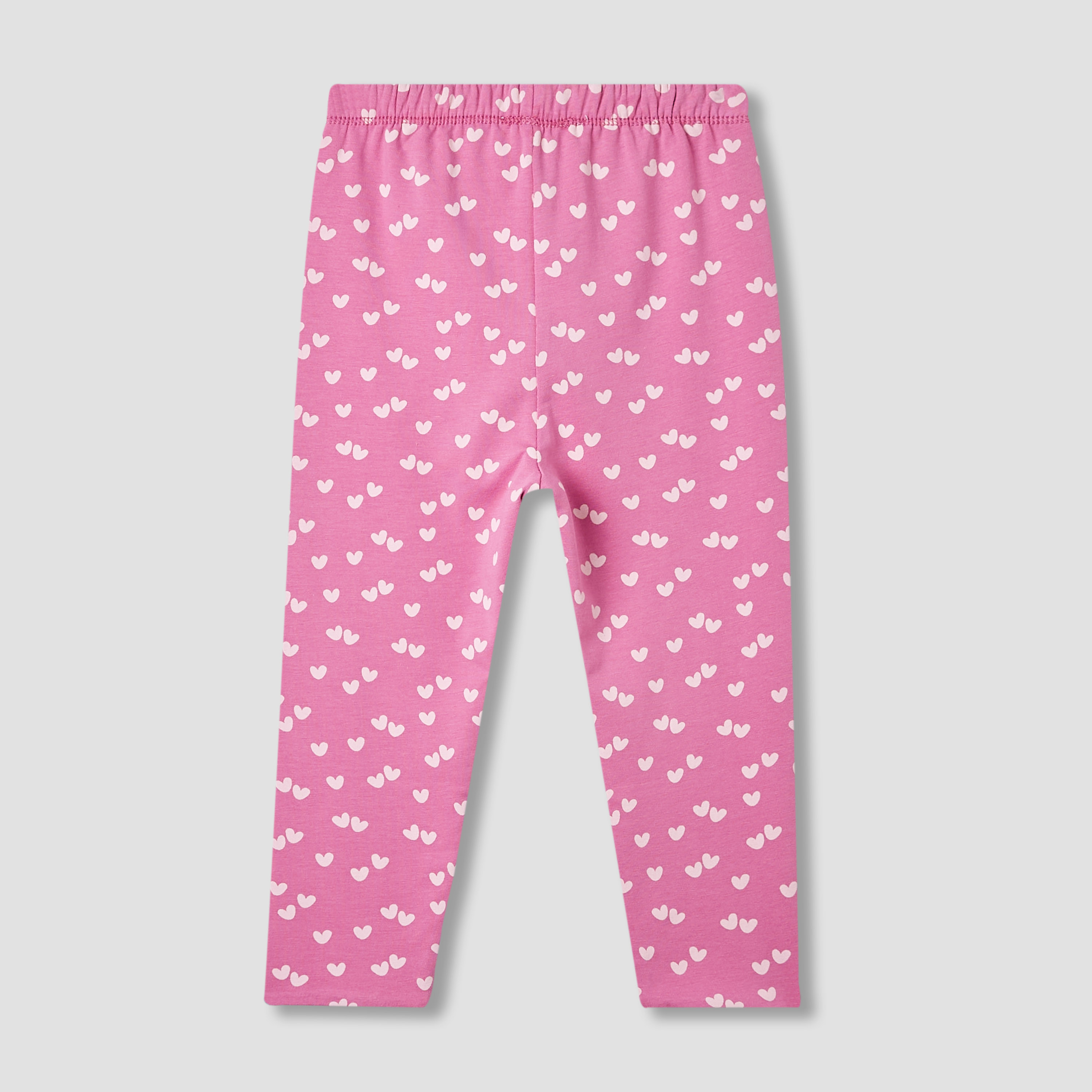 Juniors Heart Print Leggings with Elasticated Waistband-baby-girls-clothing-bottoms-leggings-image-3