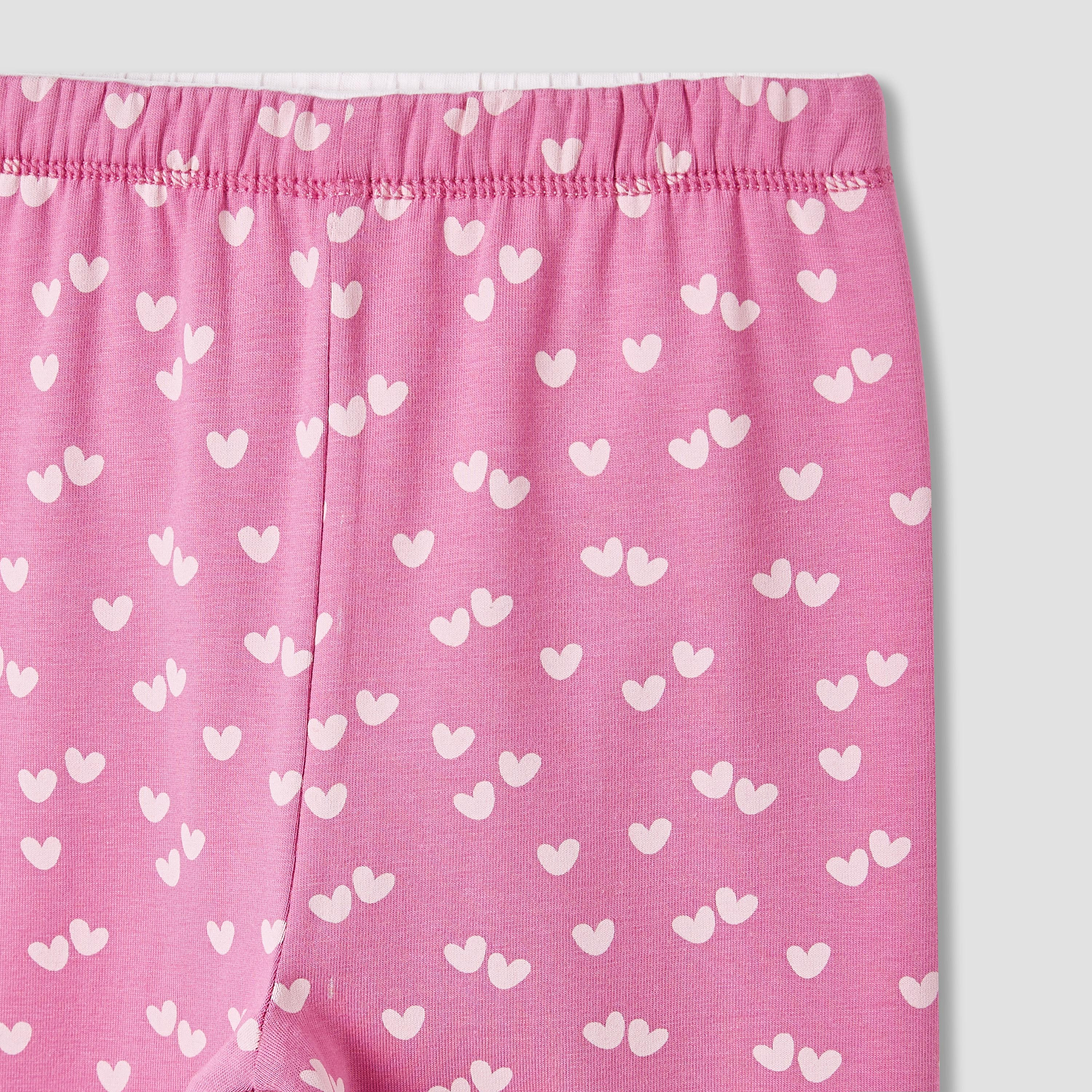Juniors Heart Print Leggings with Elasticated Waistband-baby-girls-clothing-bottoms-leggings-image-4