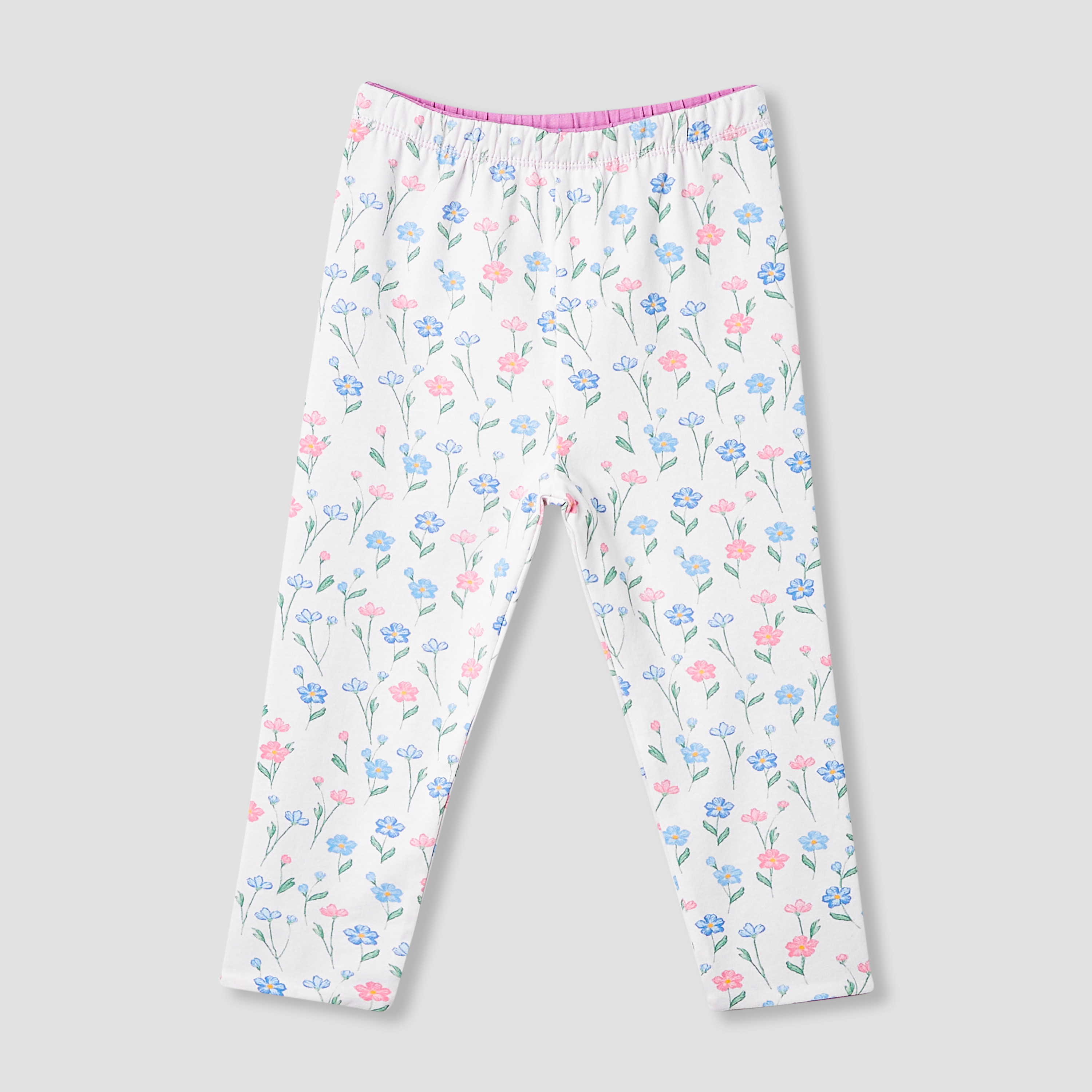 Juniors Floral Print Leggings with Elasticated Waistband-baby-girls-clothing-bottoms-leggings-image-1
