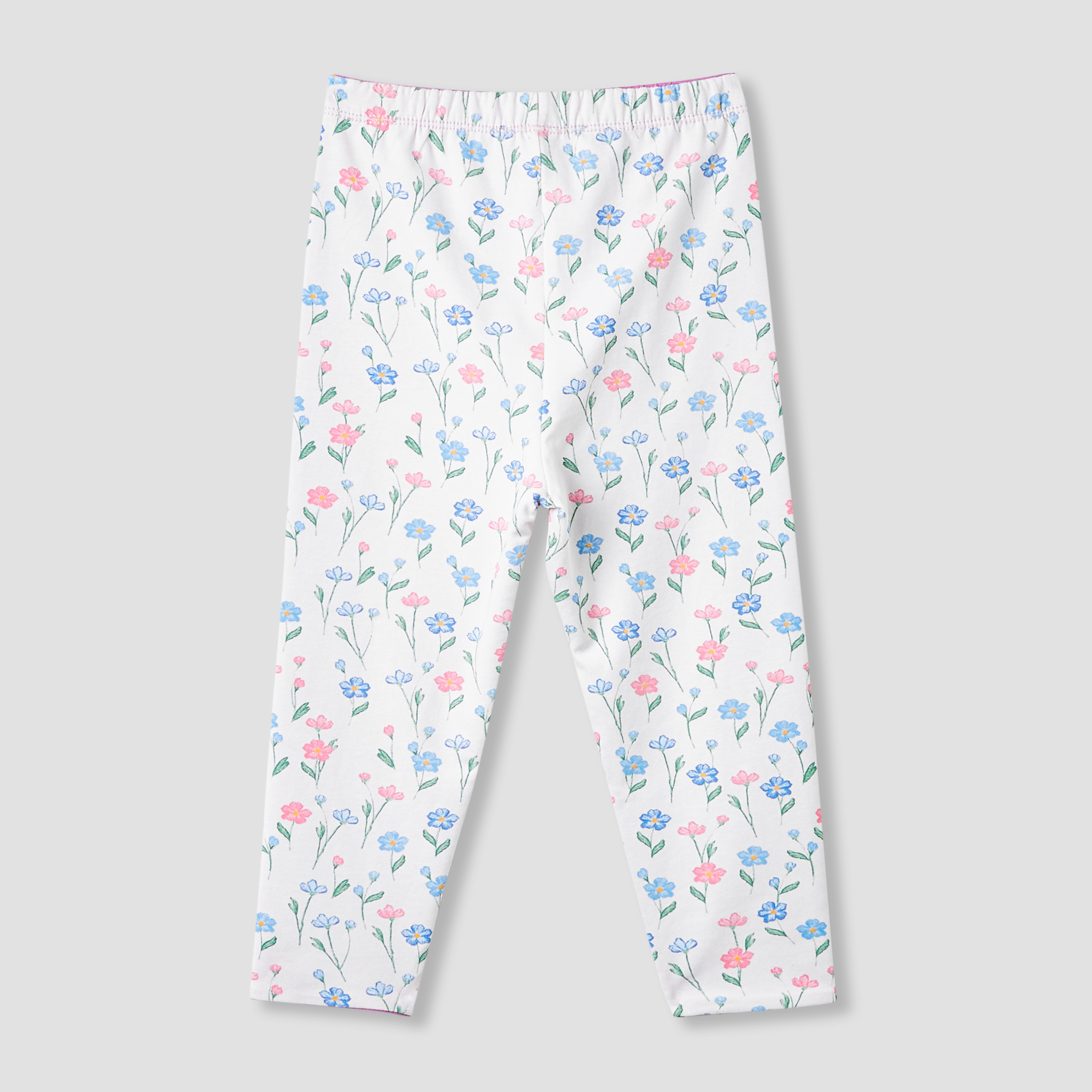 Juniors Floral Print Leggings with Elasticated Waistband-baby-girls-clothing-bottoms-leggings-image-2