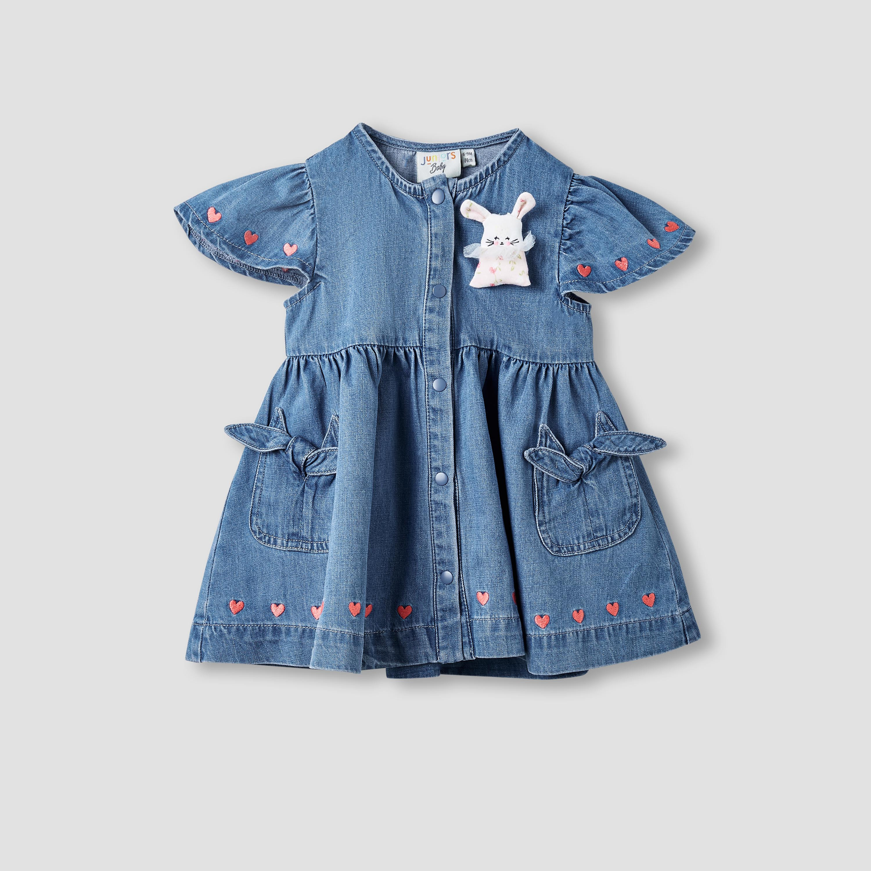 Juniors Bunny Applique Denim Dress with Headband-baby-girls-clothing-dressesandjumpsuits-image-2