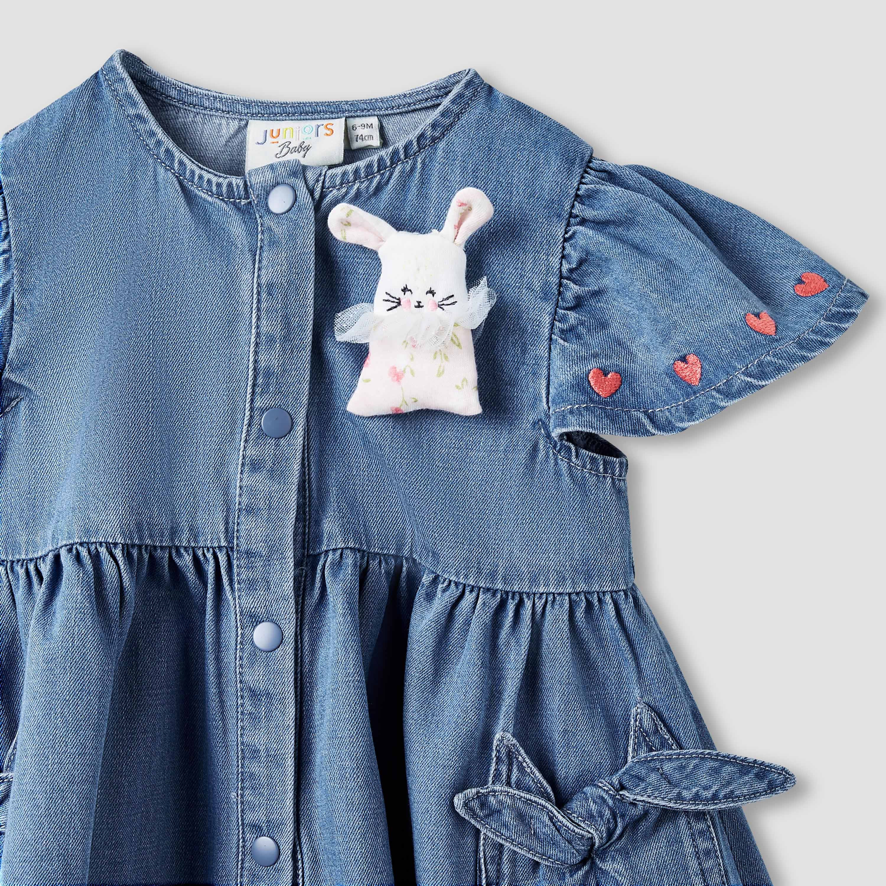 Juniors Bunny Applique Denim Dress with Headband-baby-girls-clothing-dressesandjumpsuits-image-3