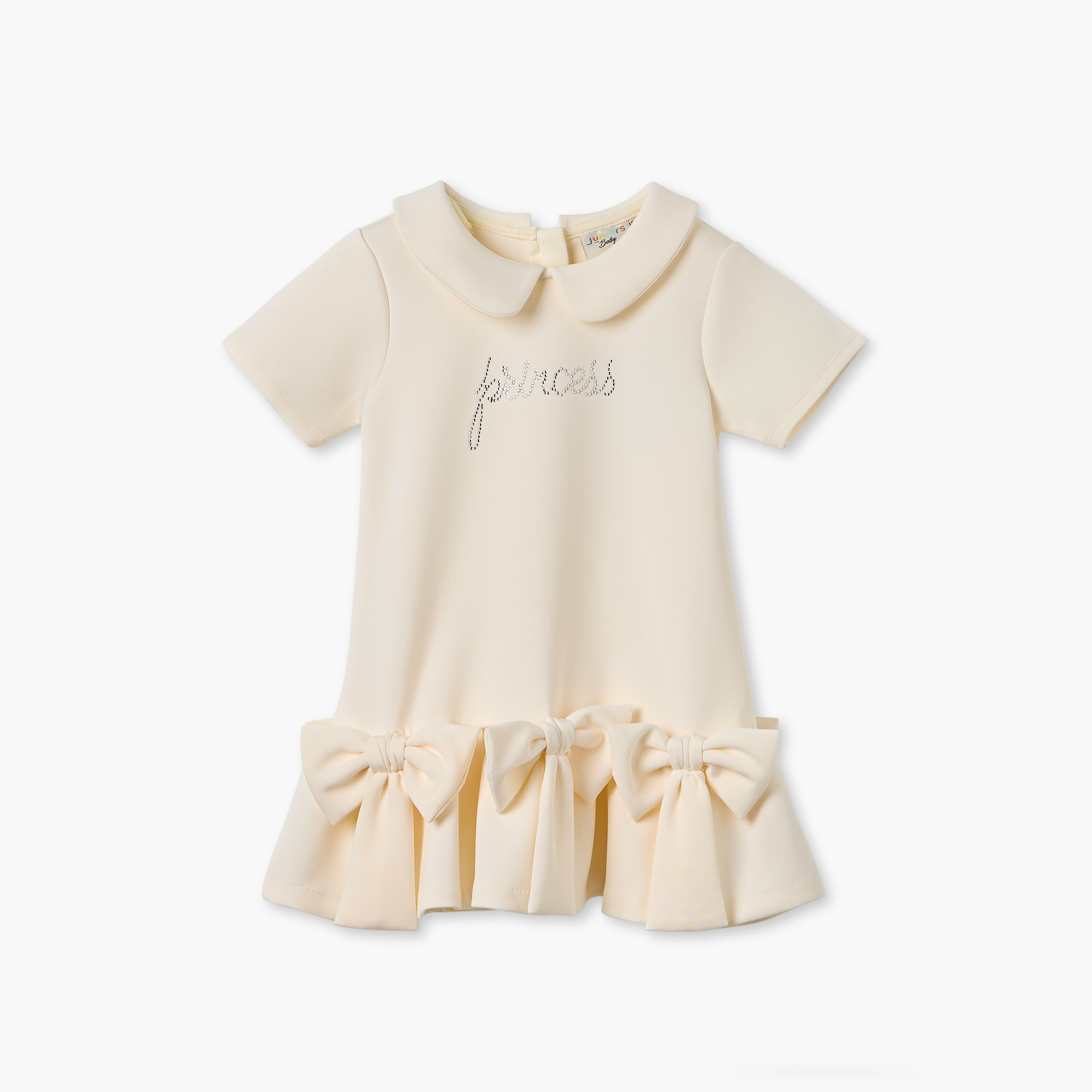Juniors Embellished Peter Pan Collar Dress with Short Sleeves-baby-girls-clothing-dressesandjumpsuits-image-1