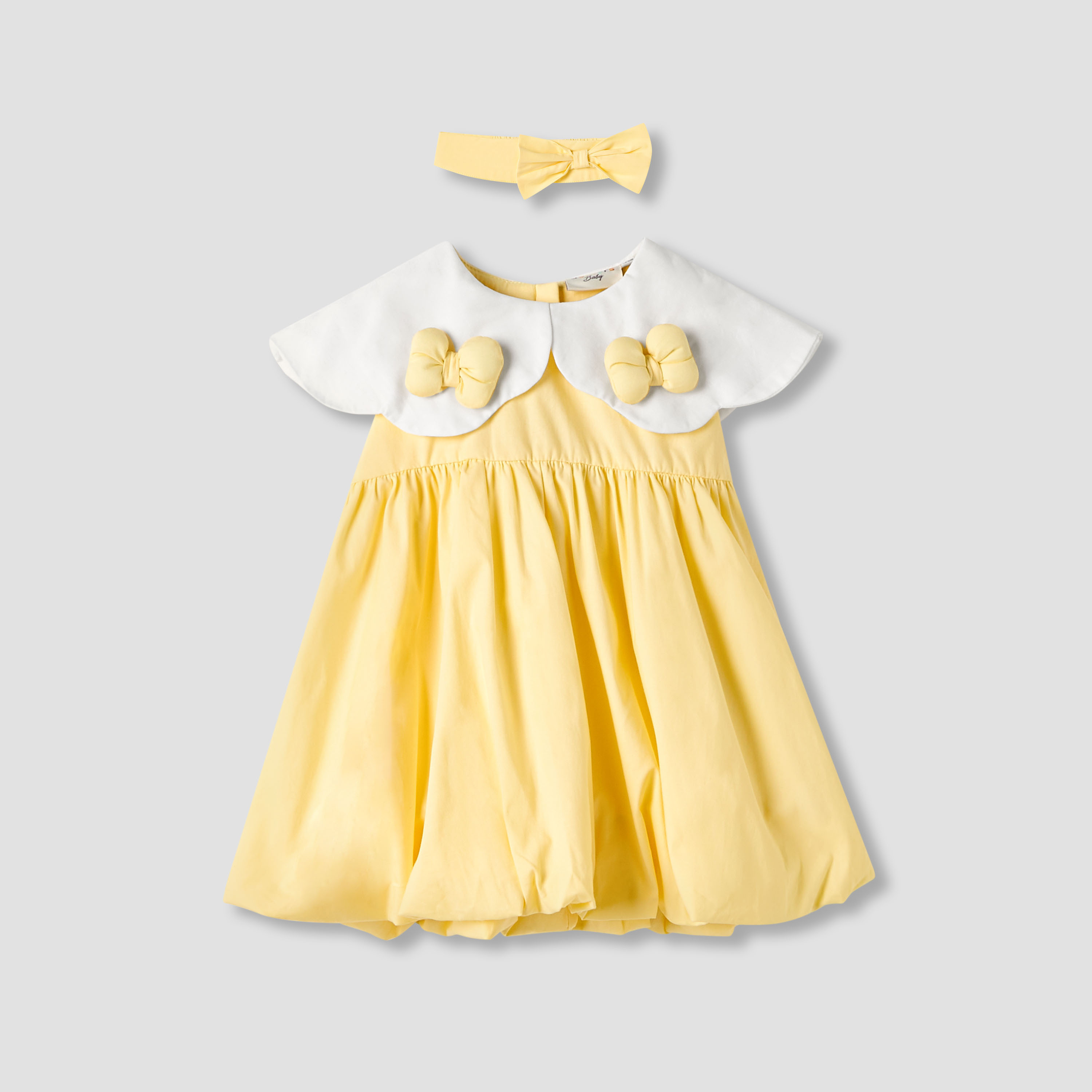 Juniors Bow Detail Collared Dress with Headband-baby-girls-clothing-dressesandjumpsuits-image-1