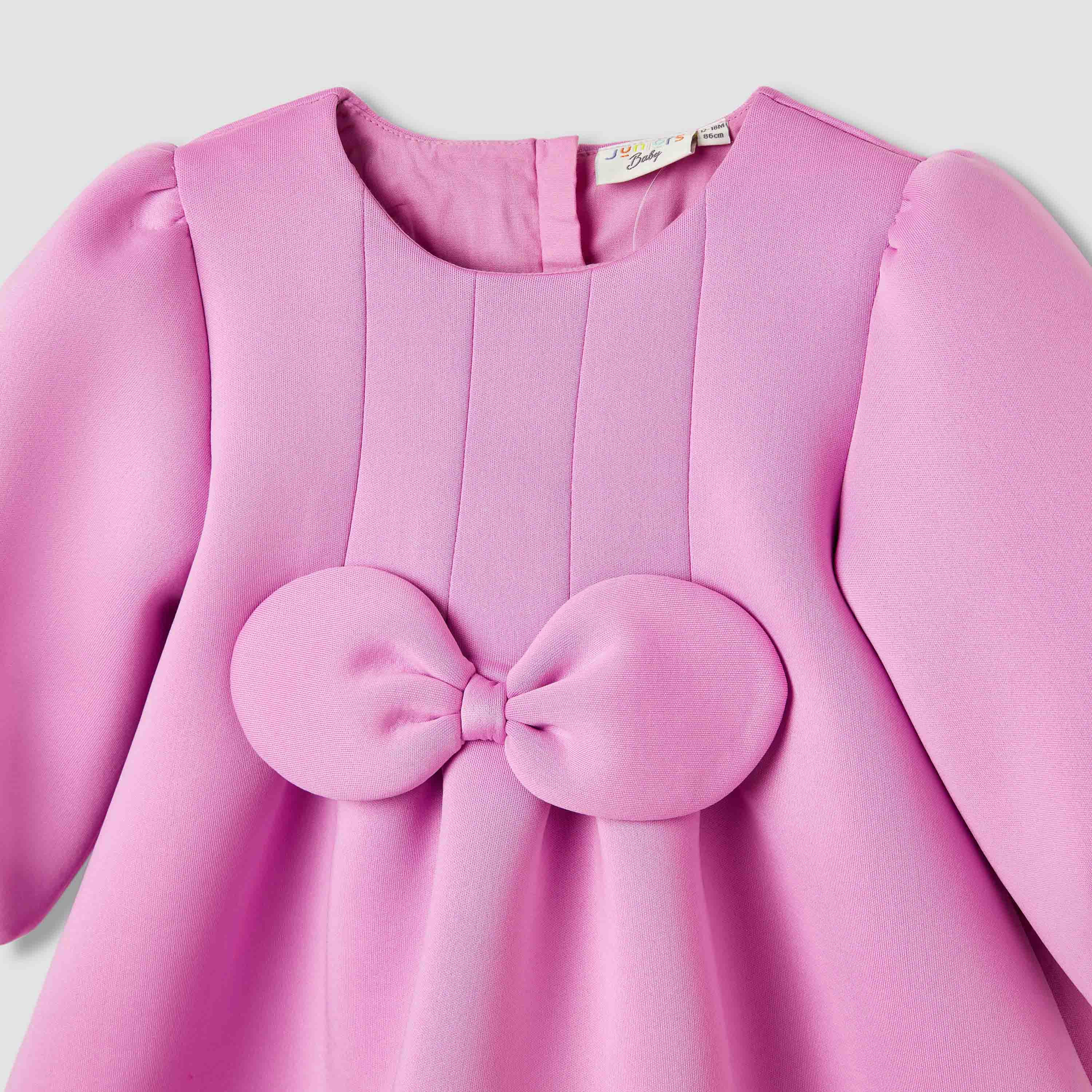 Juniors Bow Accent Dress with Long Sleeves and Stockings-baby-girls-clothing-dressesandjumpsuits-image-5