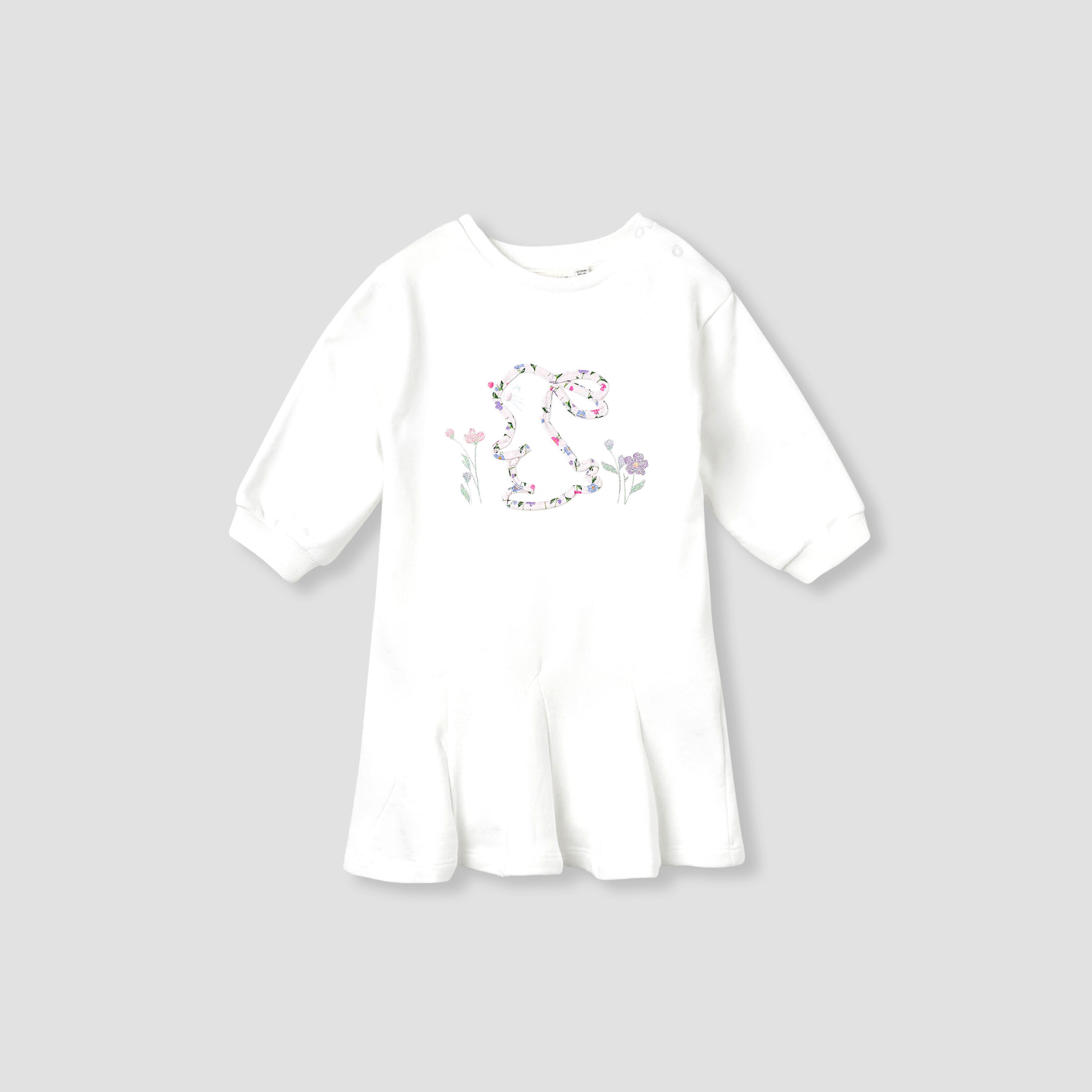 فستان بكسرات مزين بتطريز أرنب مع شريطة رأس من جونيورز-baby-girls-clothing-dressesandjumpsuits-image-2