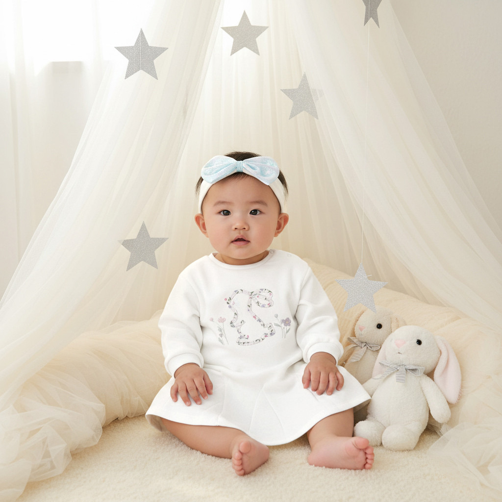 فستان بكسرات مزين بتطريز أرنب مع شريطة رأس من جونيورز-baby-girls-clothing-dressesandjumpsuits-image-8