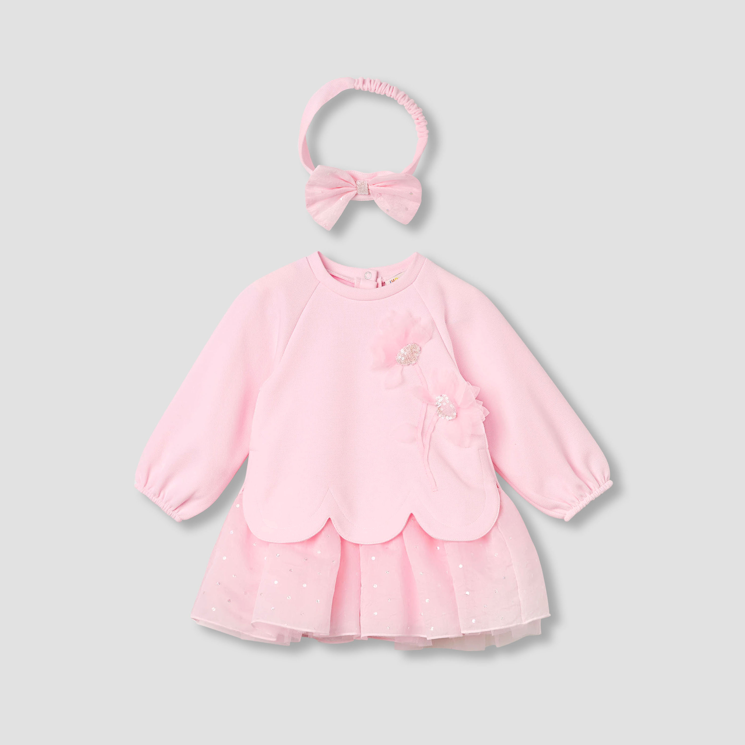 فستان كنزة بزينة زهرية وشريطة رأس من جونيورز-baby-girls-clothing-dressesandjumpsuits-image-1