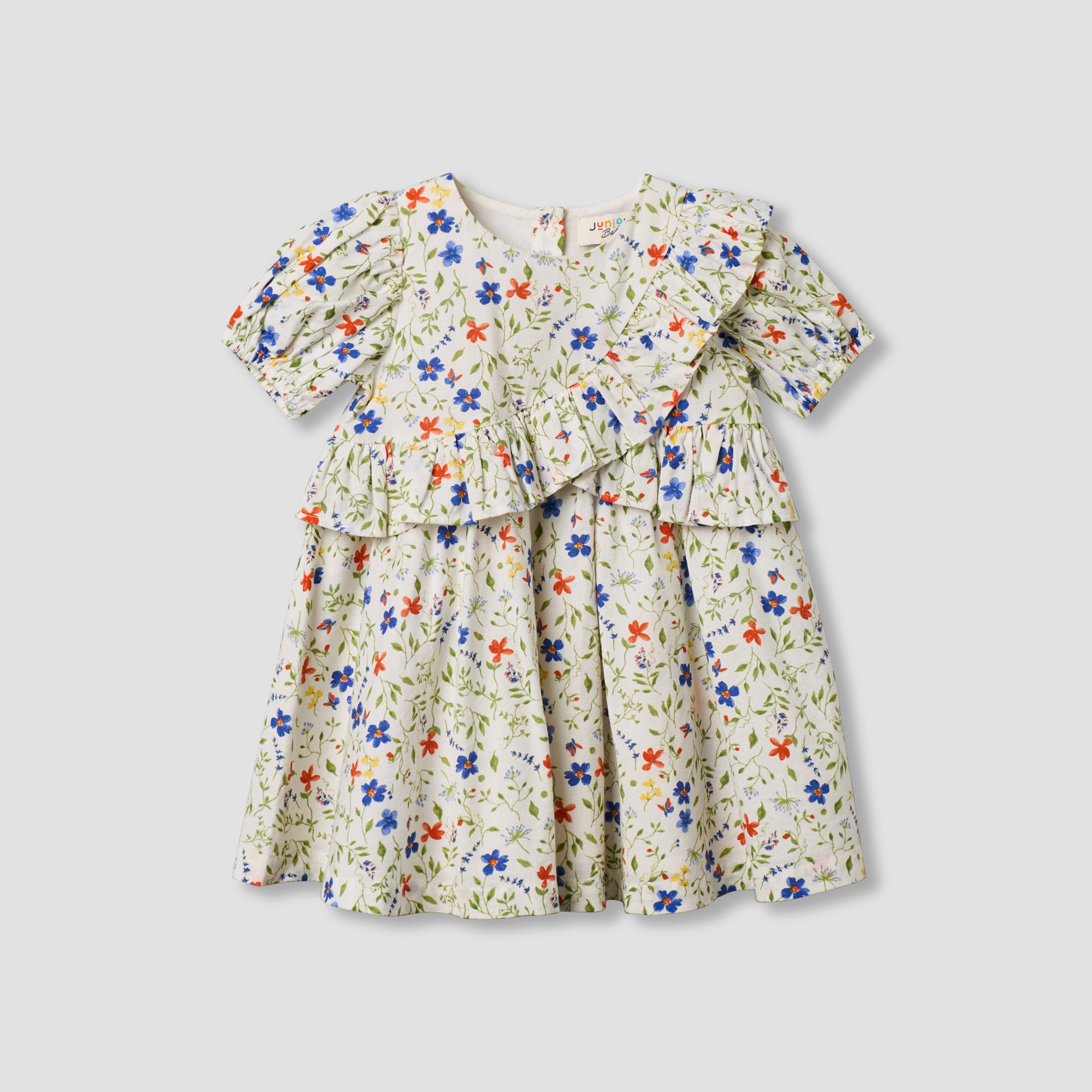 Juniors Round Neck Short Sleeves A-line Dress with Headband-baby-girls-clothing-dressesandjumpsuits-image-3