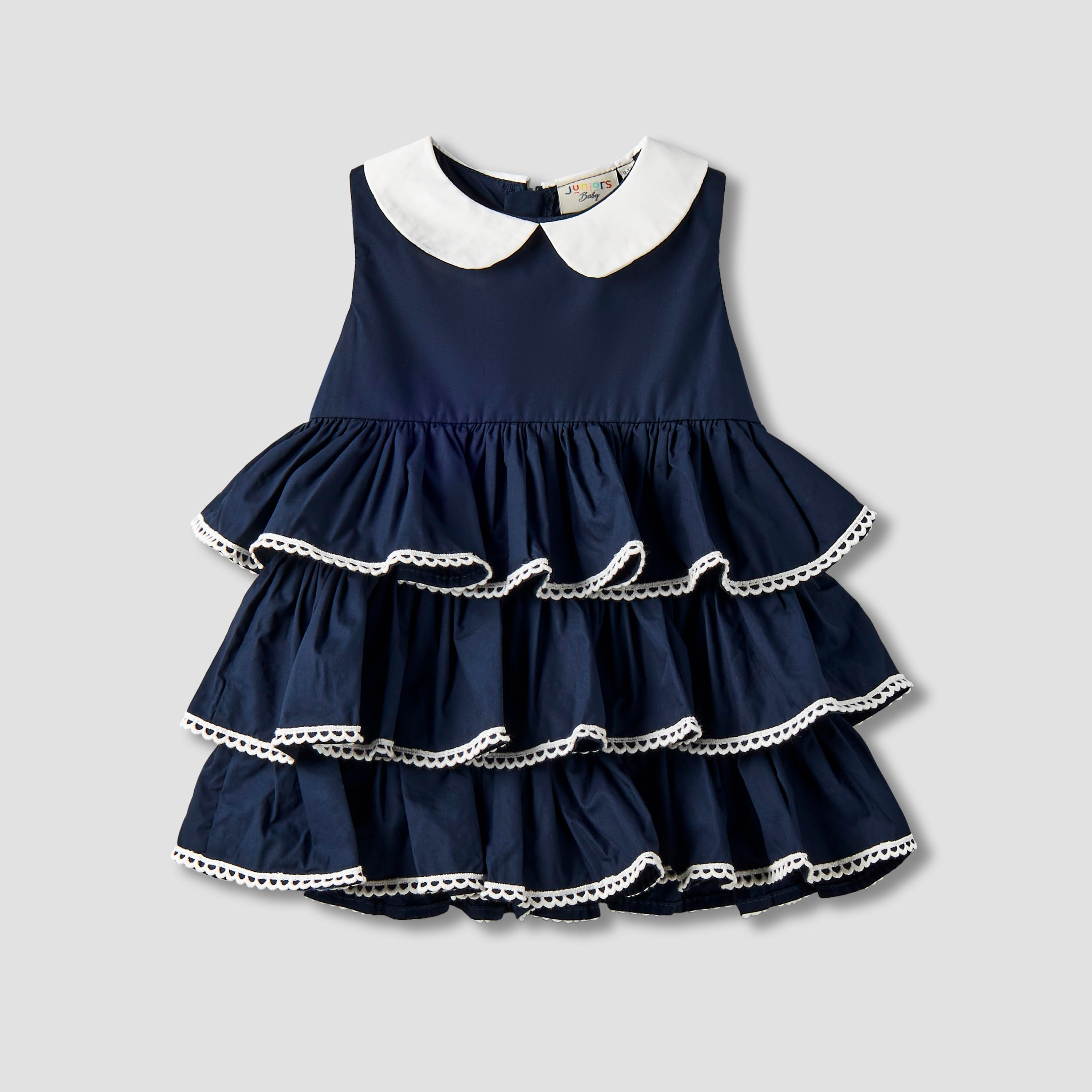 Juniors Peter Pan Collar Sleeveless Tiered Dress with Lace Trim-baby-girls-clothing-dressesandjumpsuits-image-2