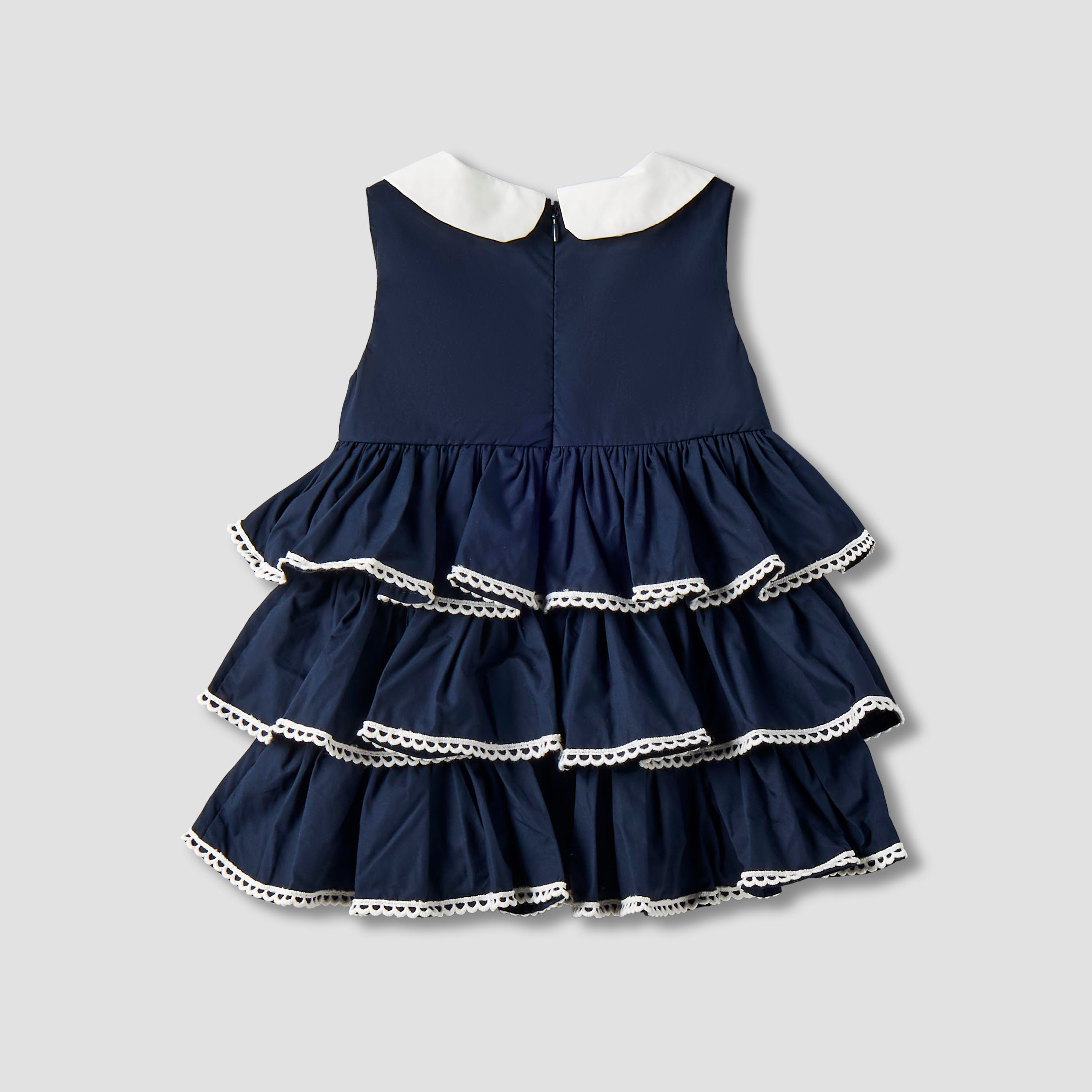 Juniors Peter Pan Collar Sleeveless Tiered Dress with Lace Trim-baby-girls-clothing-dressesandjumpsuits-image-3