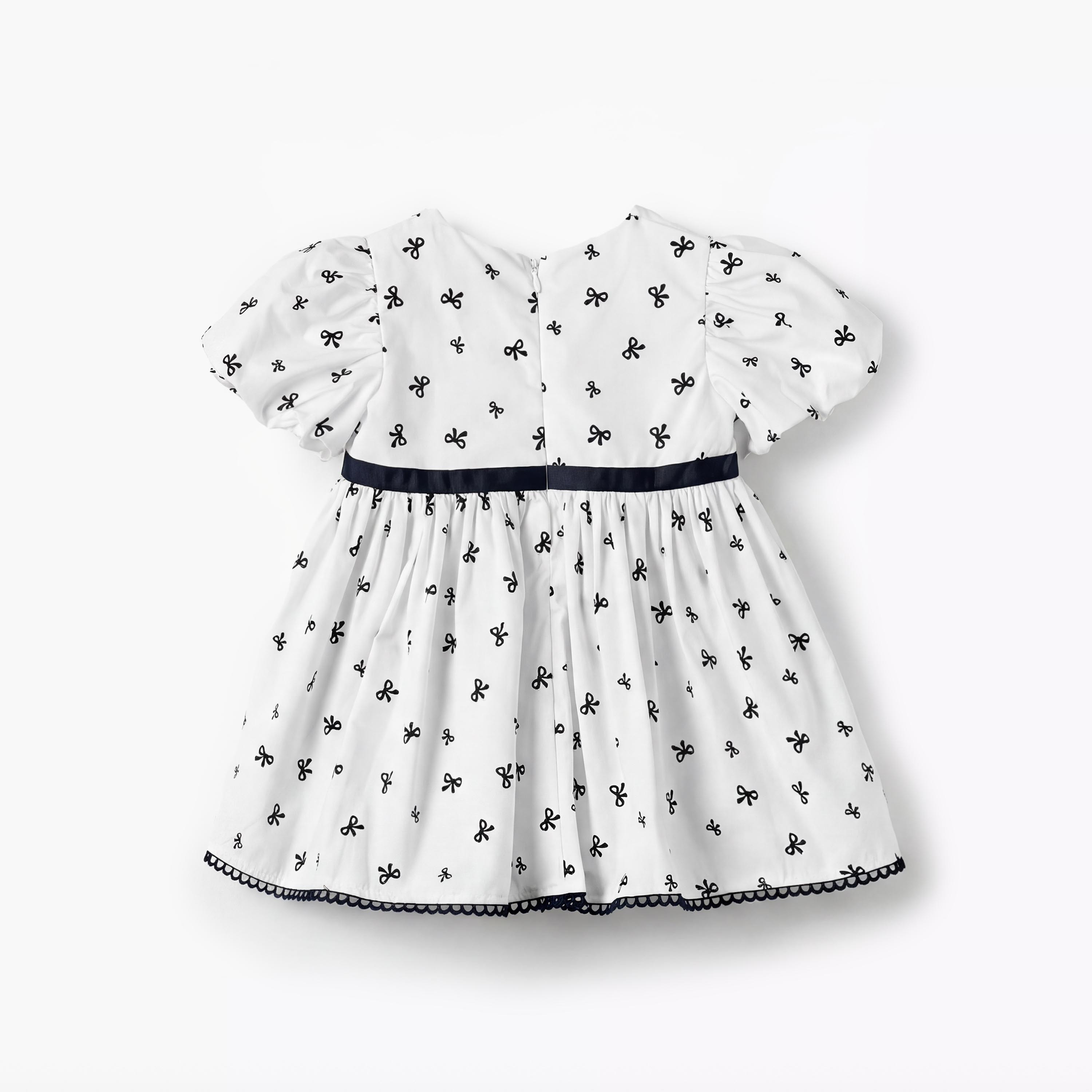 Juniors Round Neck Short Sleeves A-line Dress with Bow Print-baby-girls-clothing-dressesandjumpsuits-image-3