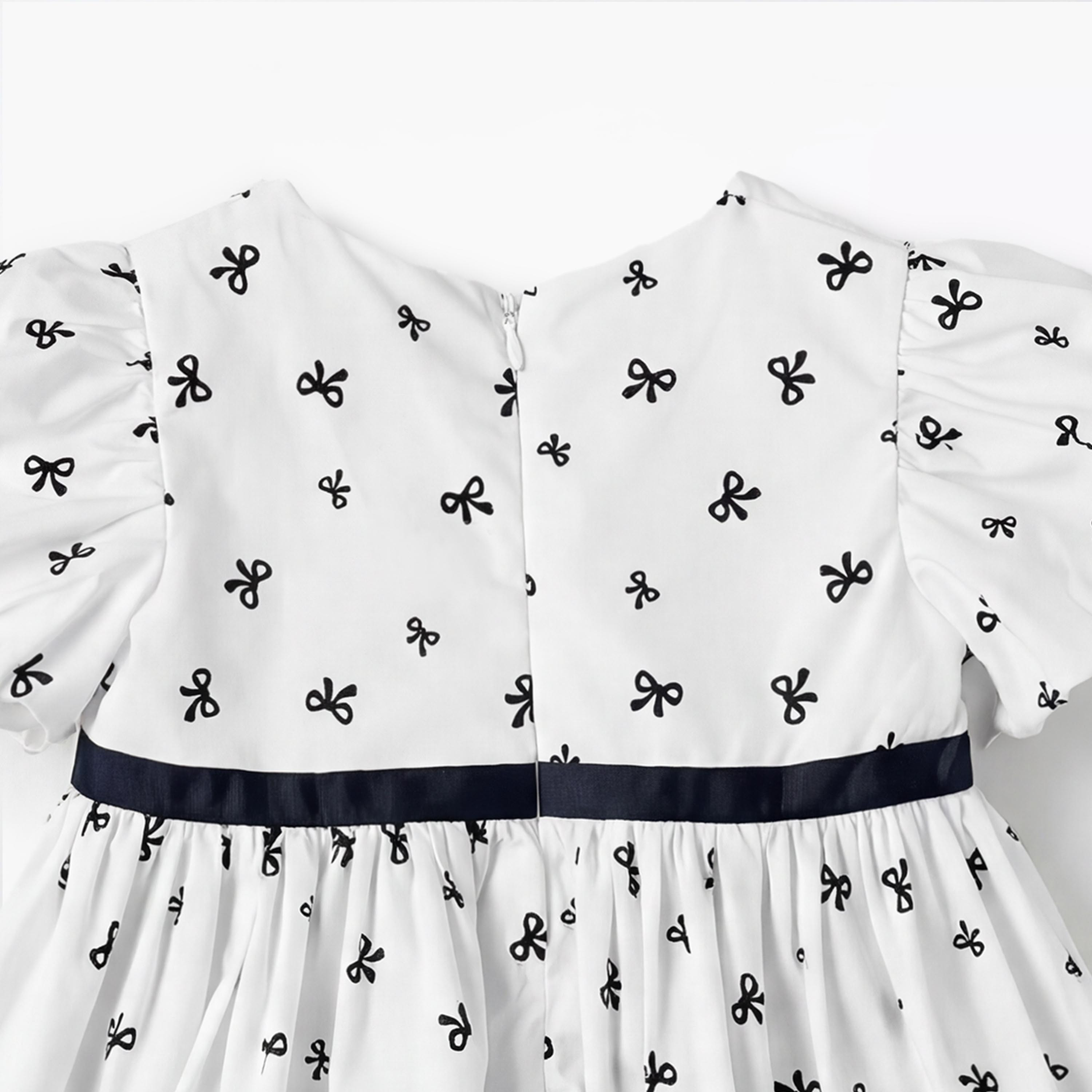 Juniors Round Neck Short Sleeves A-line Dress with Bow Print-baby-girls-clothing-dressesandjumpsuits-image-5