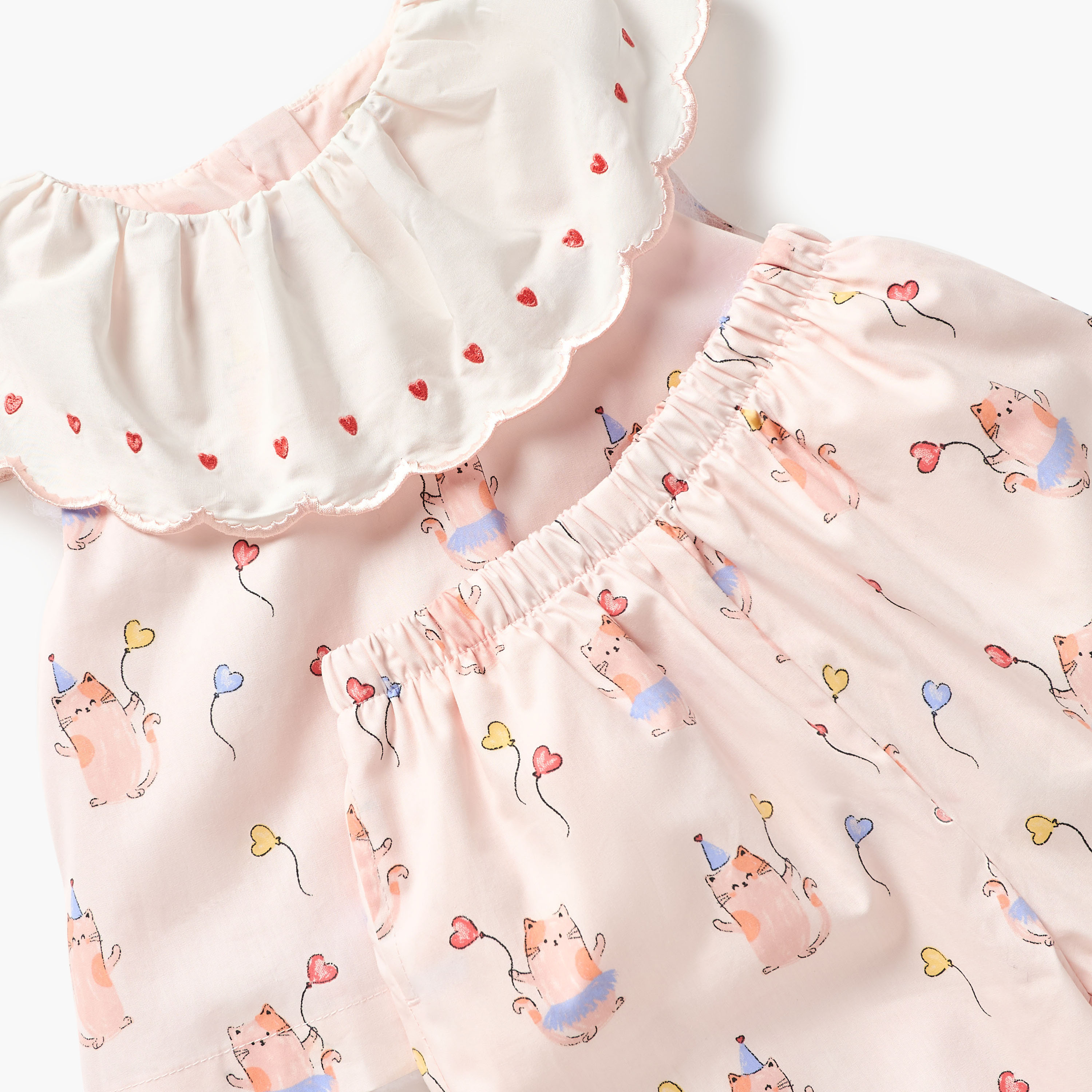 Juniors Cat Print Top and Pants Set-baby-girls-clothing-setsandcoords-image-4