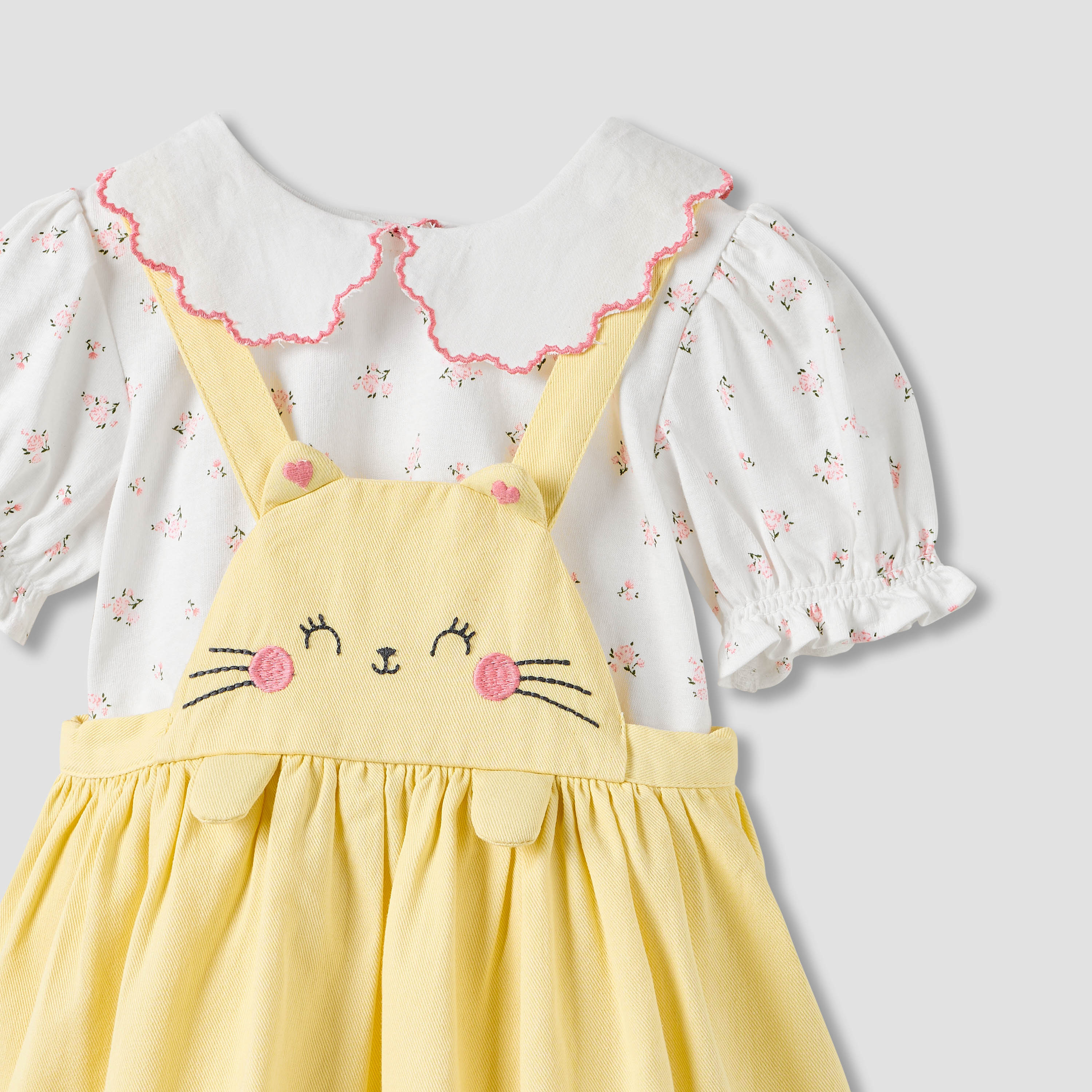 Juniors Cat Embroidered Pinafore and Collared Top Set-baby-girls-clothing-setsandcoords-image-4
