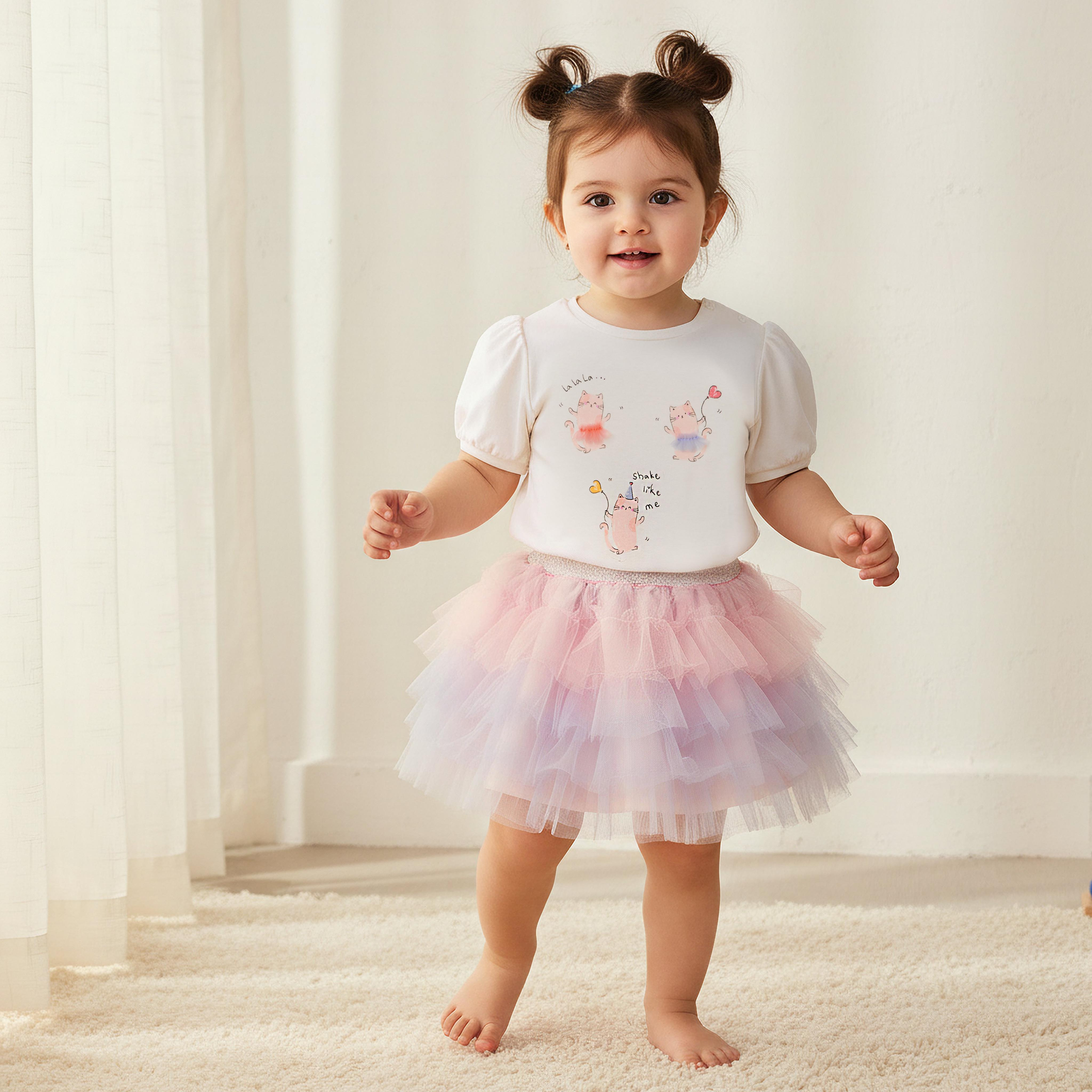 Juniors Cat Print Top with Crew Neck and Headband Set-baby-girls-clothing-setsandcoords-image-1