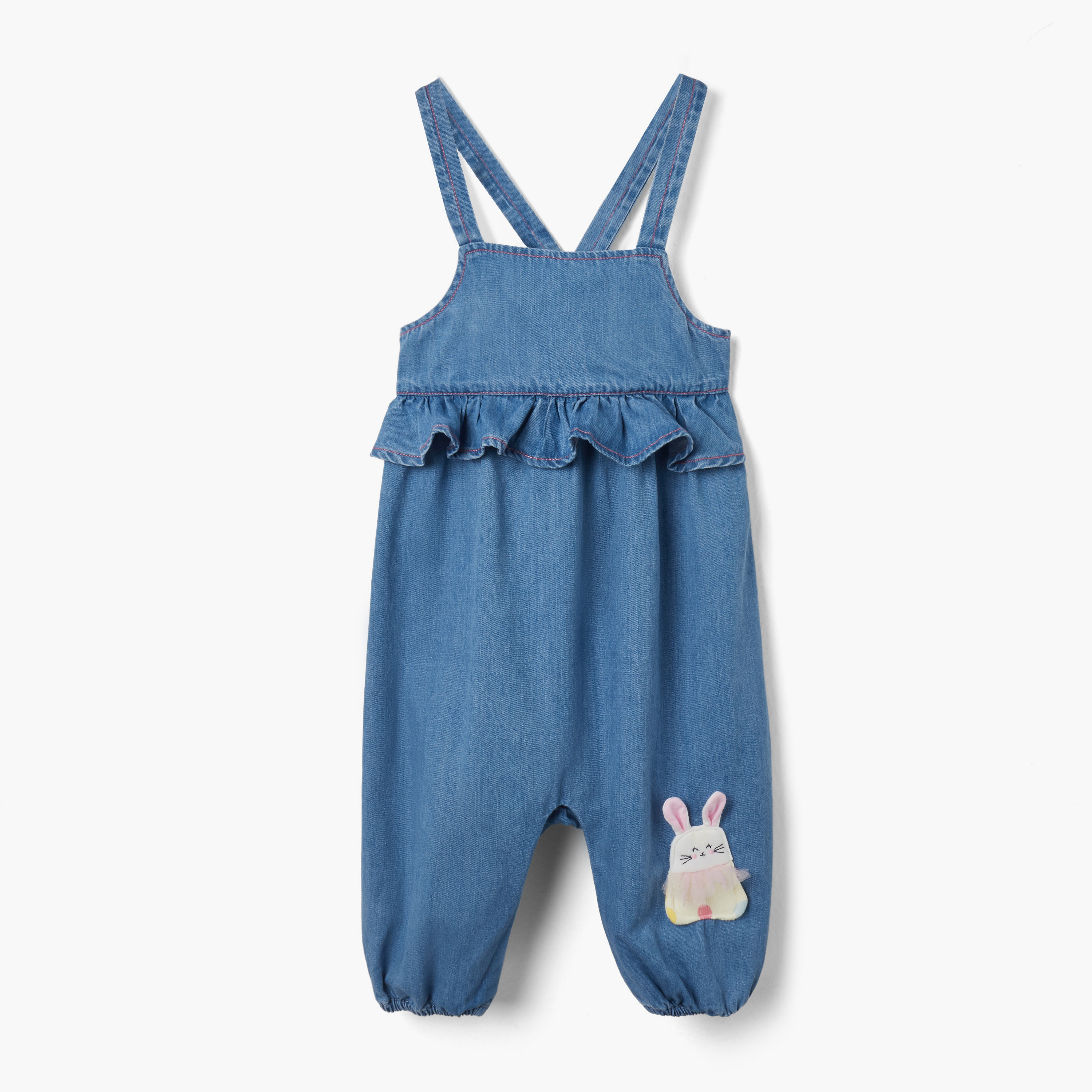 Juniors Bunny Applique Dungaree and Polka Dot Print T-shirt Set-baby-girls-clothing-setsandcoords-image-3