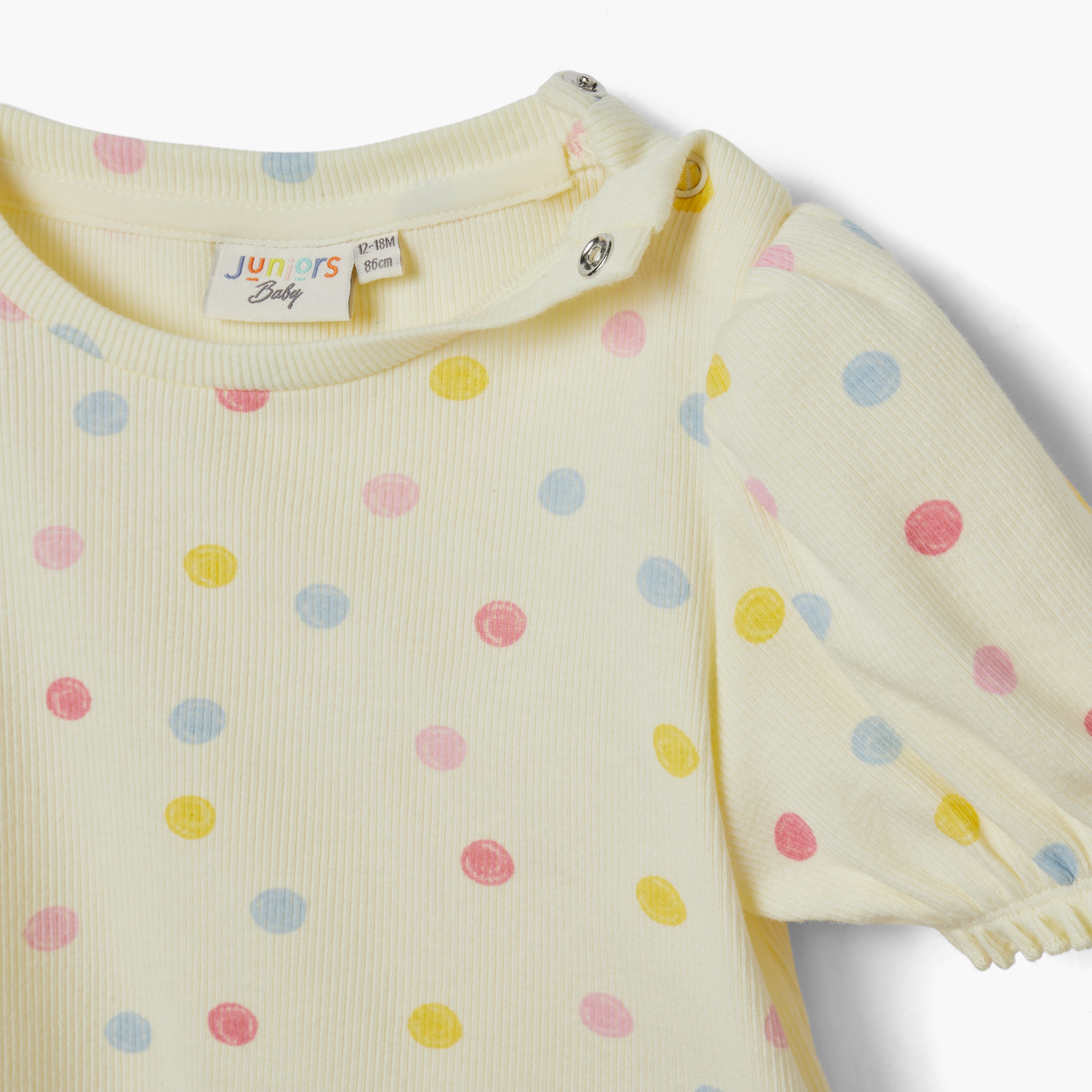 Juniors Bunny Applique Dungaree and Polka Dot Print T-shirt Set-baby-girls-clothing-setsandcoords-image-4