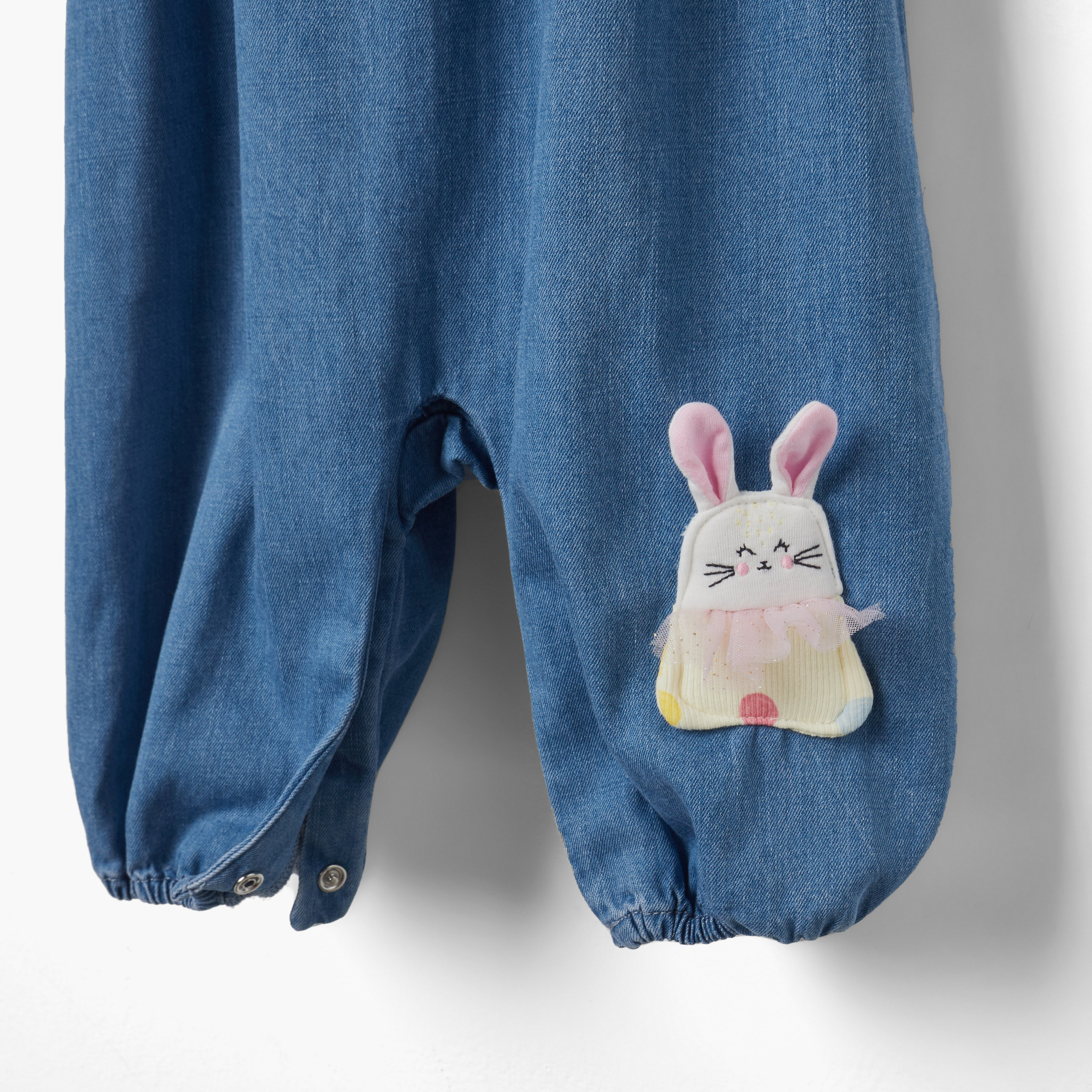Juniors Bunny Applique Dungaree and Polka Dot Print T-shirt Set-baby-girls-clothing-setsandcoords-image-5