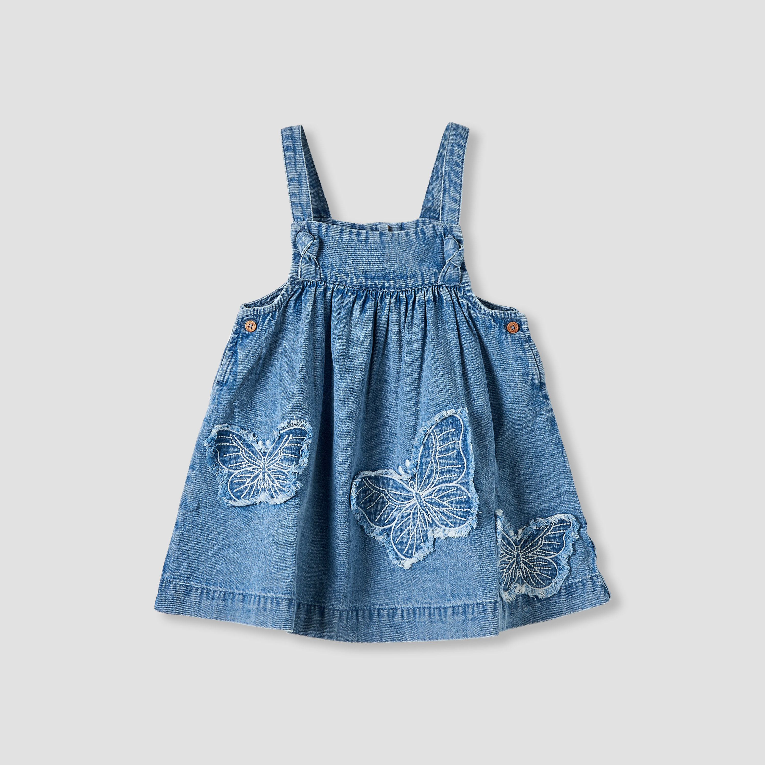 Juniors Girls T-shirt and Pinafore Set with Butterfly Applique - Cotton - Long Sleeves - Turtleneck-baby-girls-clothing-setsandcoords-image-4