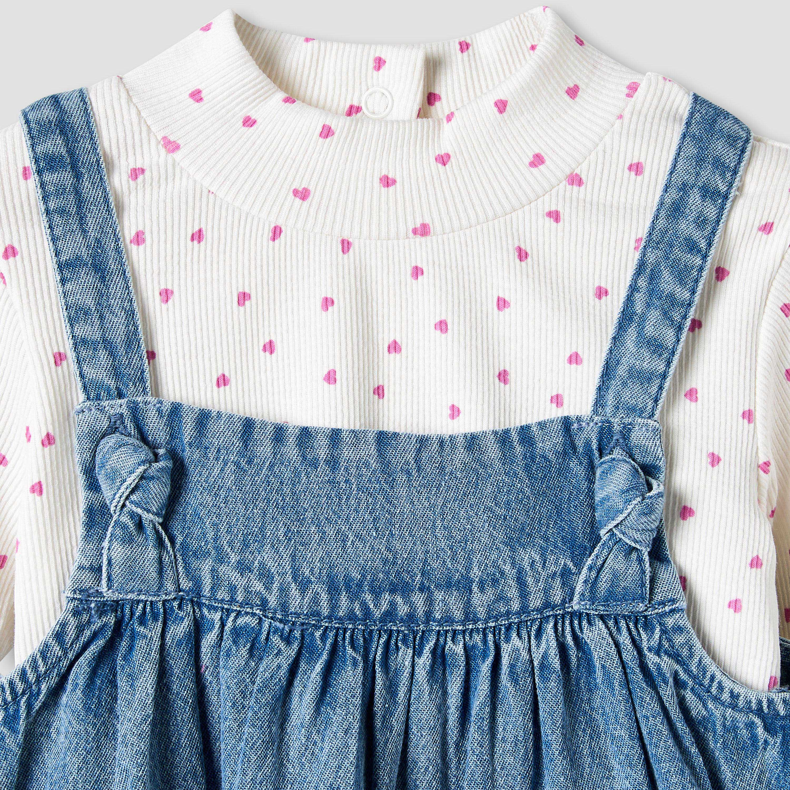 Juniors Girls T-shirt and Pinafore Set with Butterfly Applique - Cotton - Long Sleeves - Turtleneck-baby-girls-clothing-setsandcoords-image-5