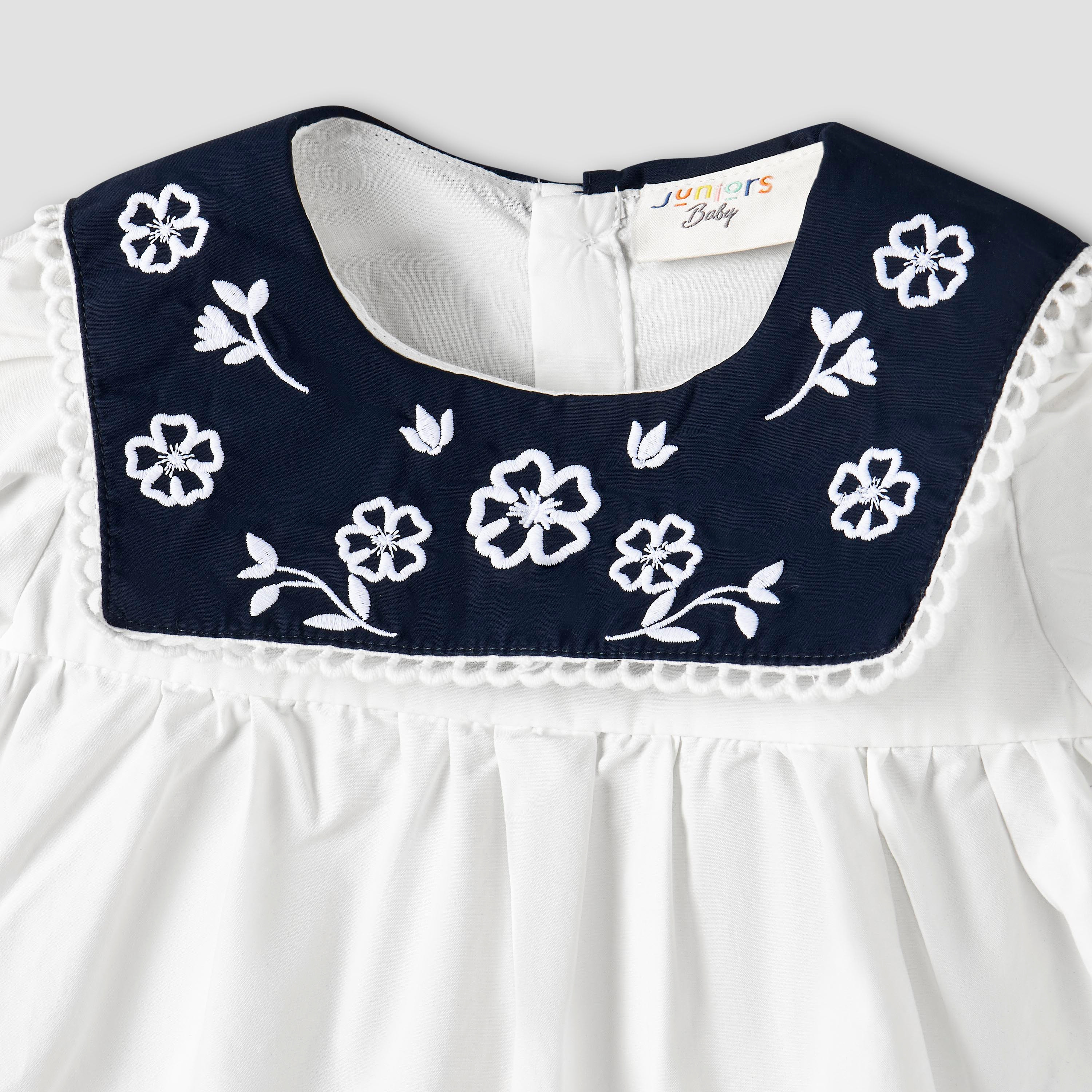 Juniors Round Neck Short Sleeves Top and Wide Leg Pants Set with Floral Embroidery-baby-girls-clothing-setsandcoords-image-5