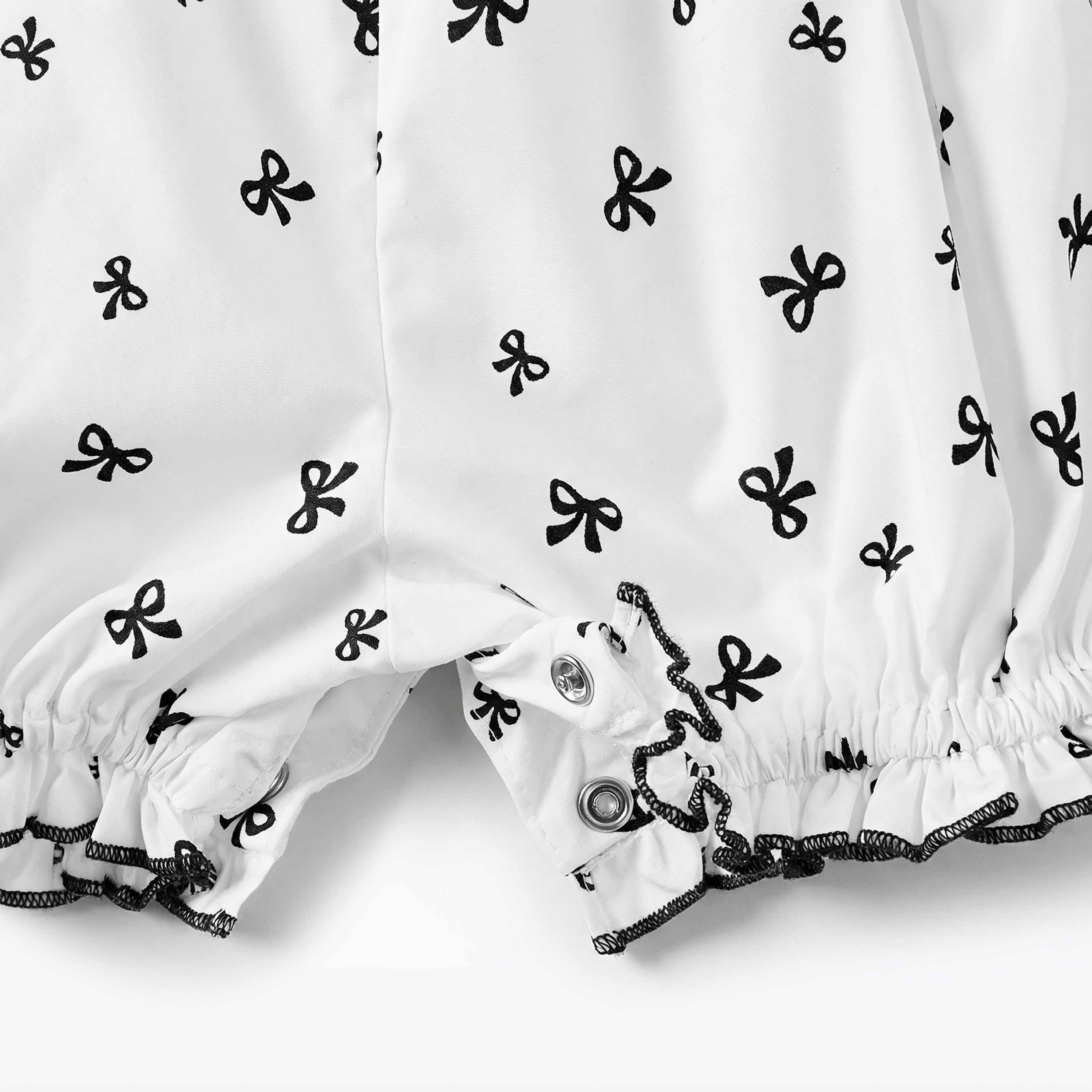 Juniors Square Neck Cap Sleeves Romper with Bow Print-baby-girls-clothing-rompers-image-5