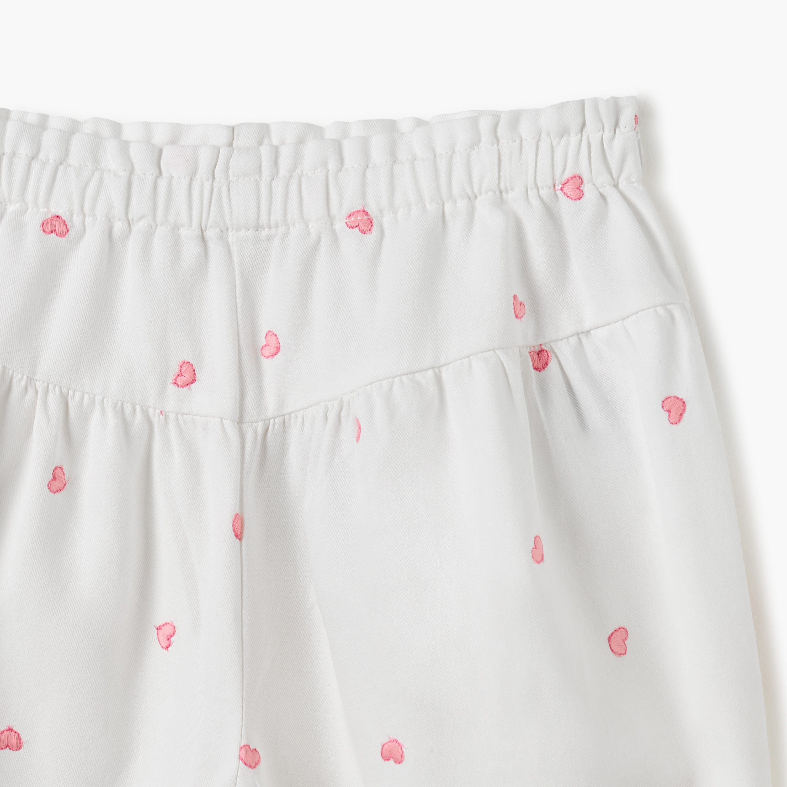 Juniors Heart Embroidered Pants with Elasticated Waistband-baby-girls-clothing-bottoms-trousers-image-3