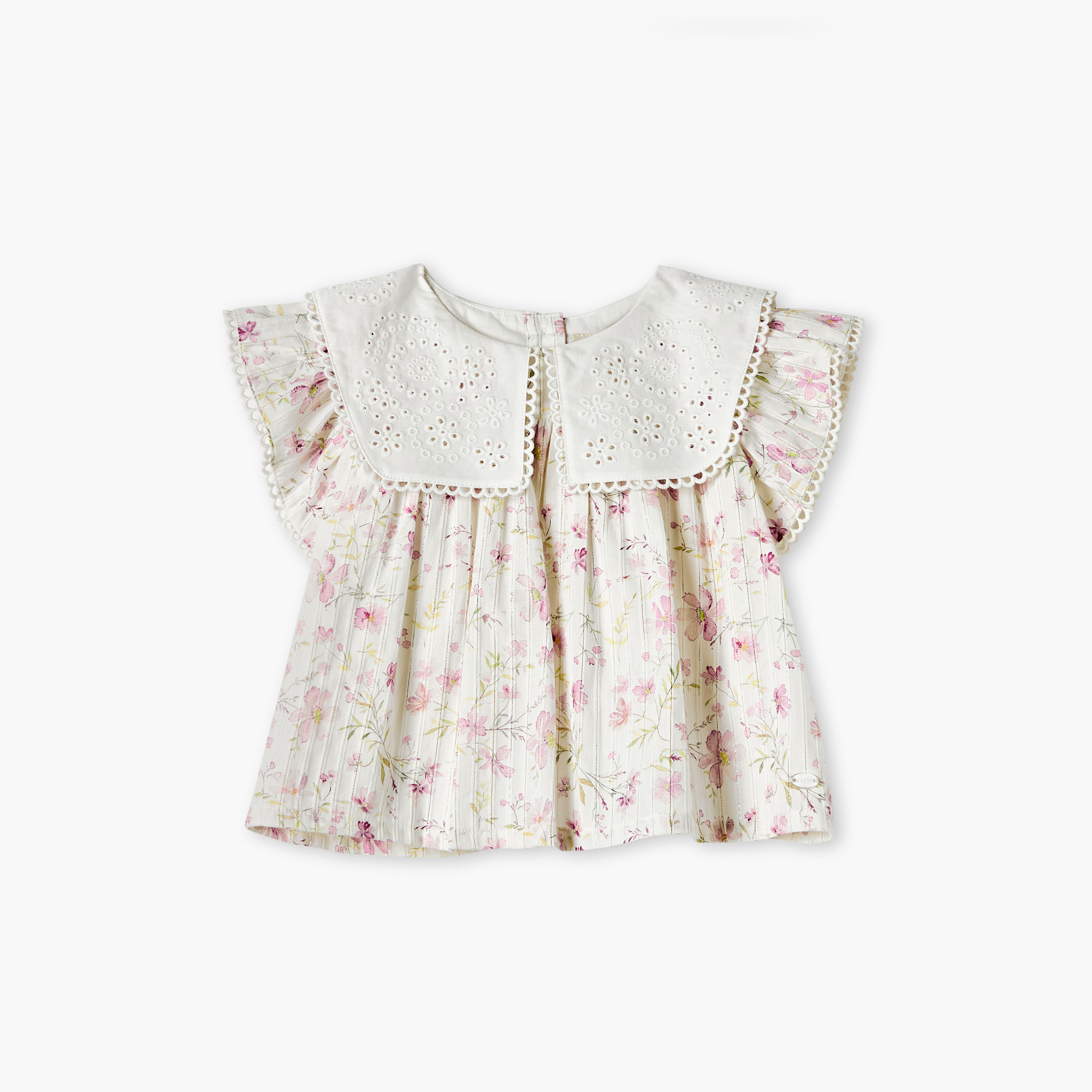 بلوزرة بطبعات أزهار وأكمام كشكش وتفاصيل شيفلي من جيجلز-baby-girls-clothing-blousesandshirts-image-5