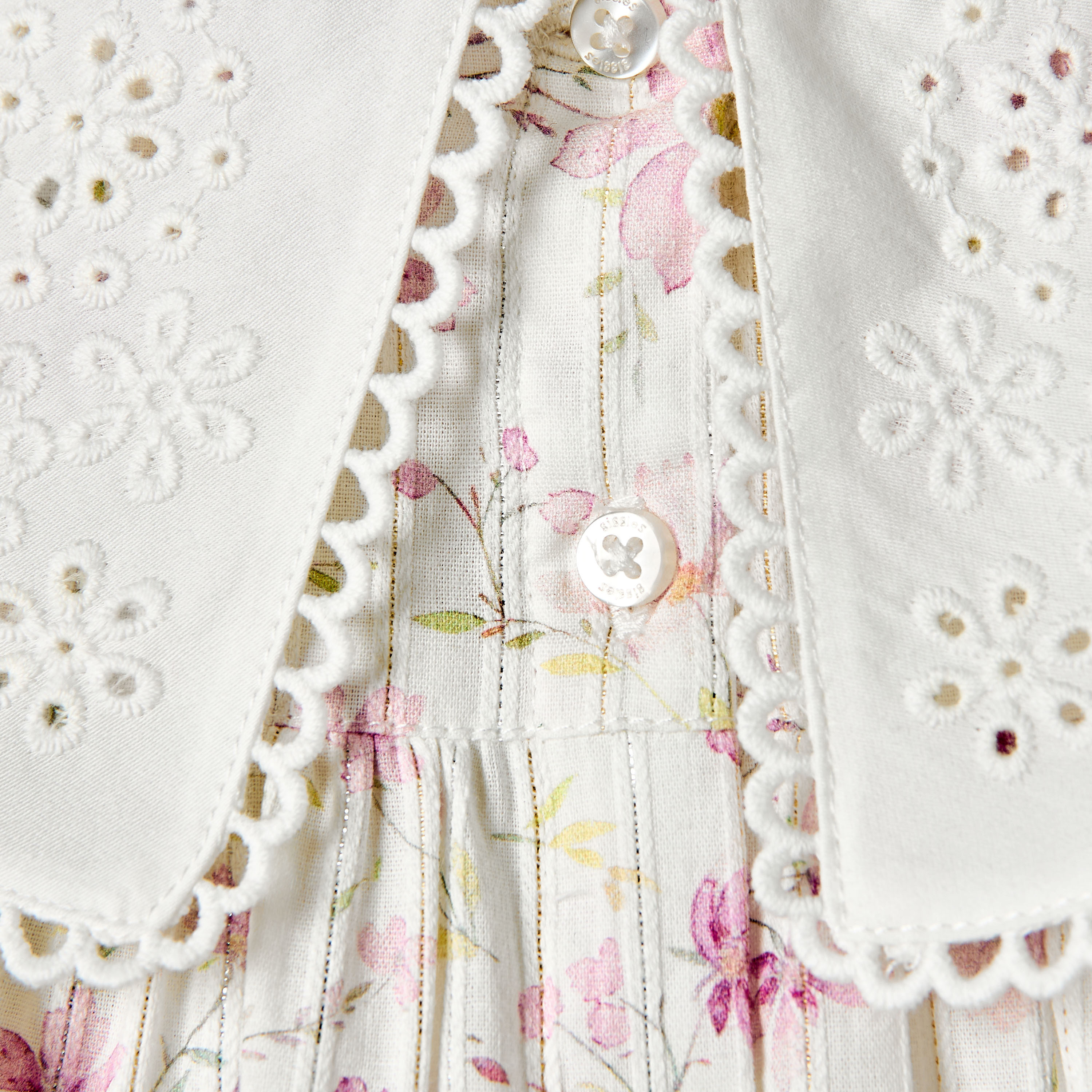 بلوزرة بطبعات أزهار وأكمام كشكش وتفاصيل شيفلي من جيجلز-baby-girls-clothing-blousesandshirts-image-3