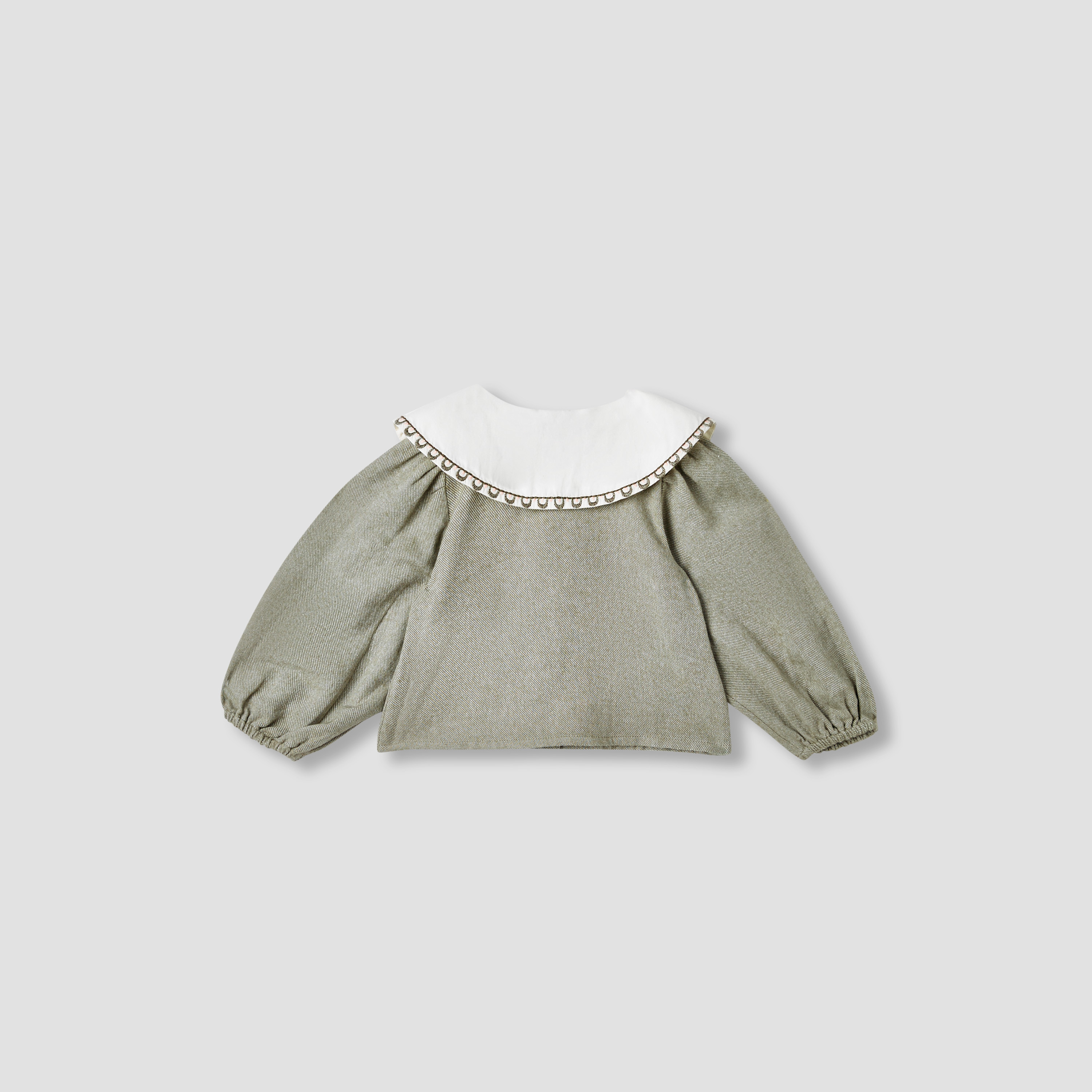 Giggles Embroidered Peter Pan Collar Shirt with Long Sleeves-baby-girls-clothing-blousesandshirts-image-2