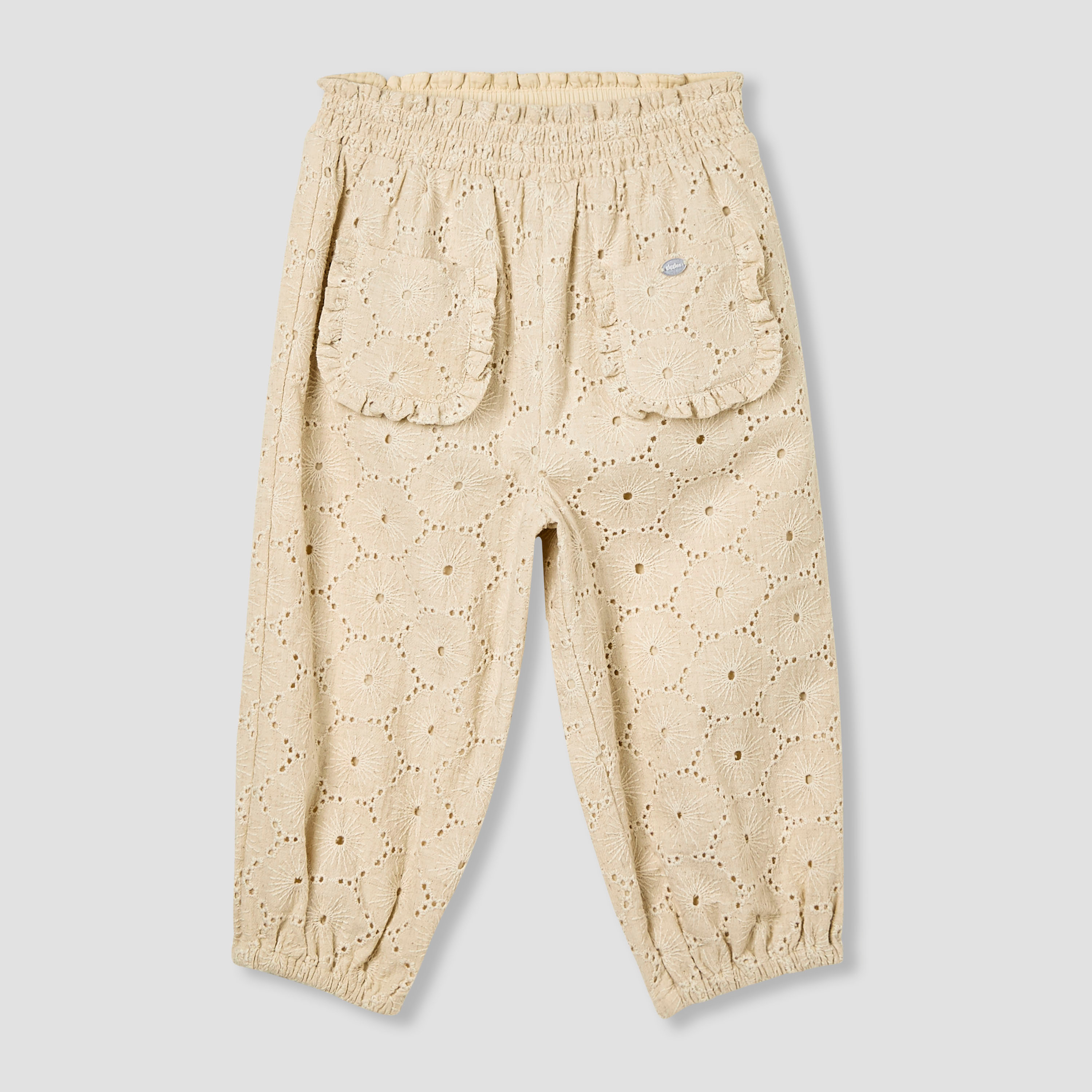 Giggles Schiffli Embroidered Pants with Elasticated Waistband-baby-girls-clothing-bottoms-trousers-image-1