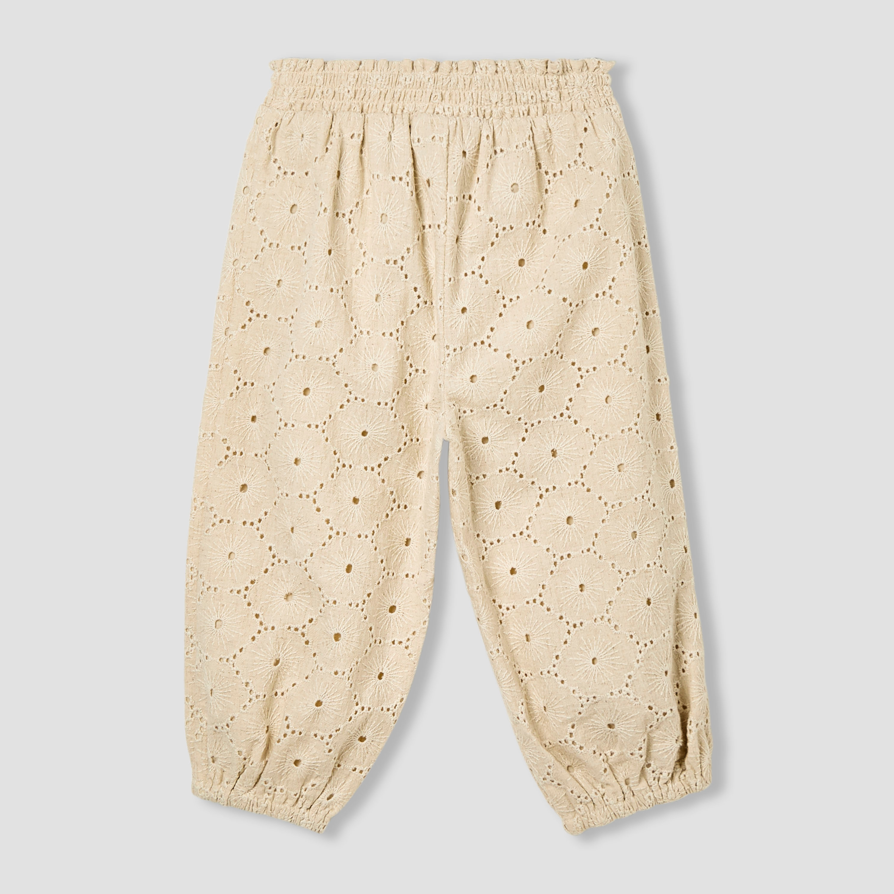 Giggles Schiffli Embroidered Pants with Elasticated Waistband-baby-girls-clothing-bottoms-trousers-image-2