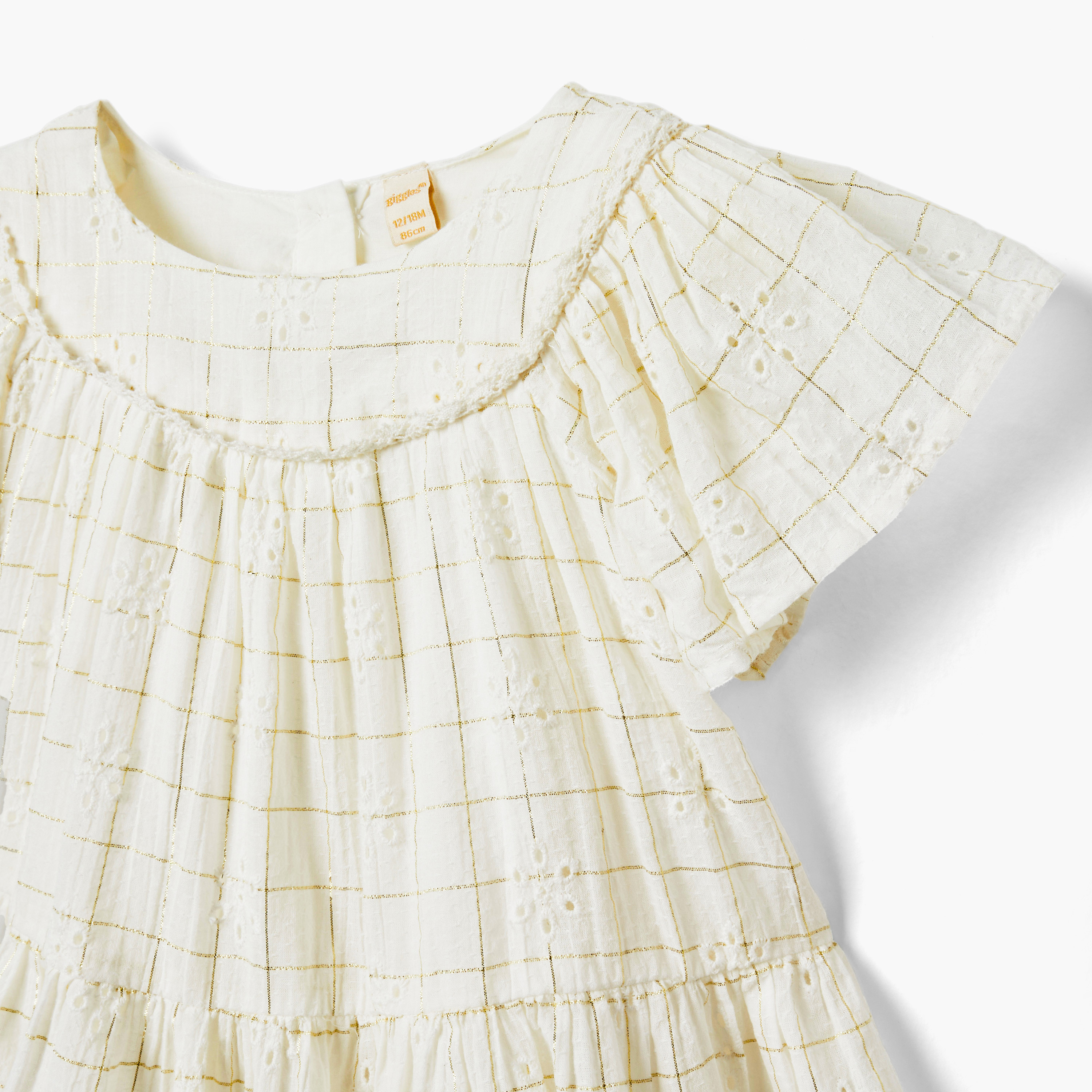فستان متعدد الطبقات كاروهات بأكمام رفرف مع سروال بلومرز من جيجلز-baby-girls-clothing-dressesandjumpsuits-image-4