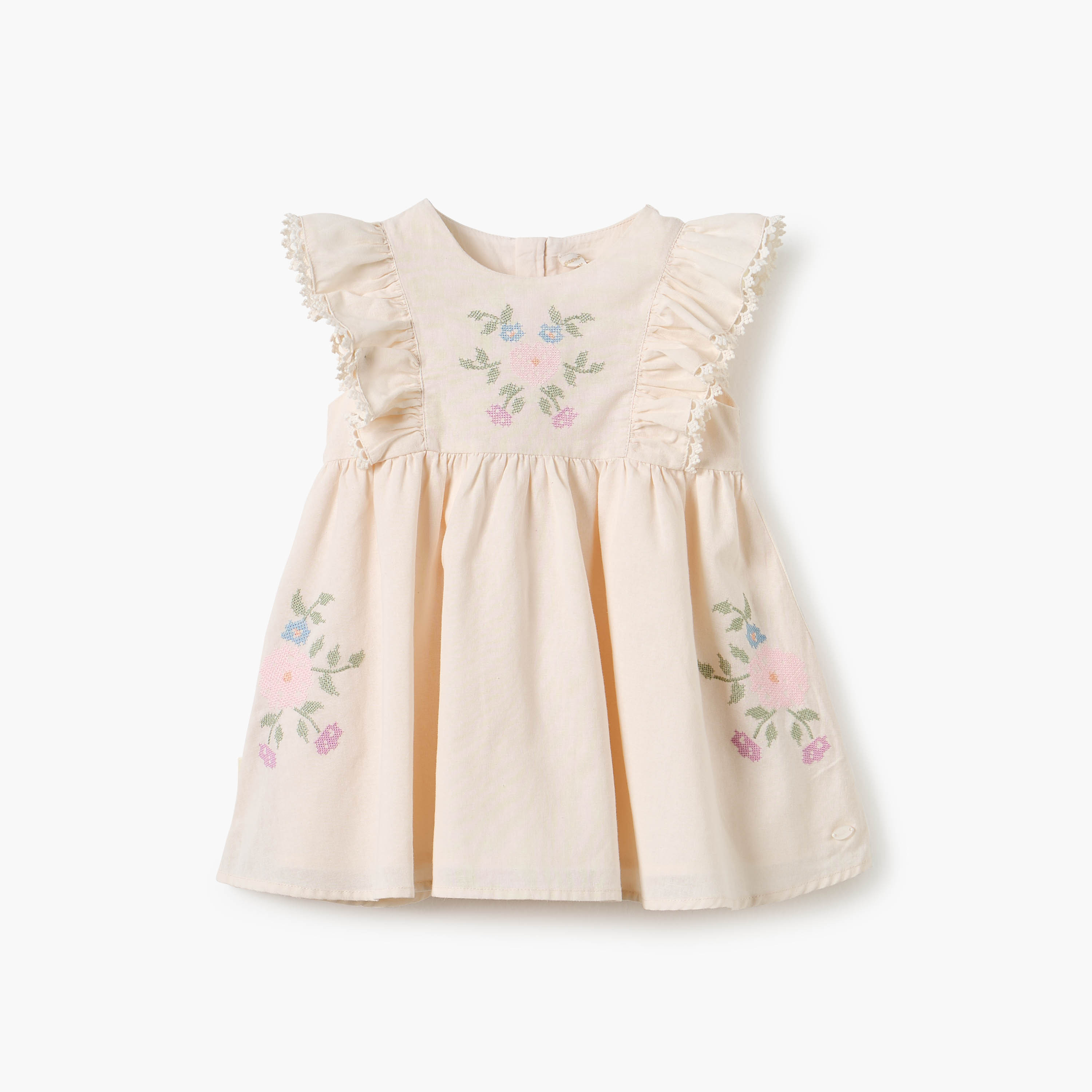 فستان مطرز بأكمام كشكش وقبعة من جيجلز-baby-girls-clothing-dressesandjumpsuits-image-2