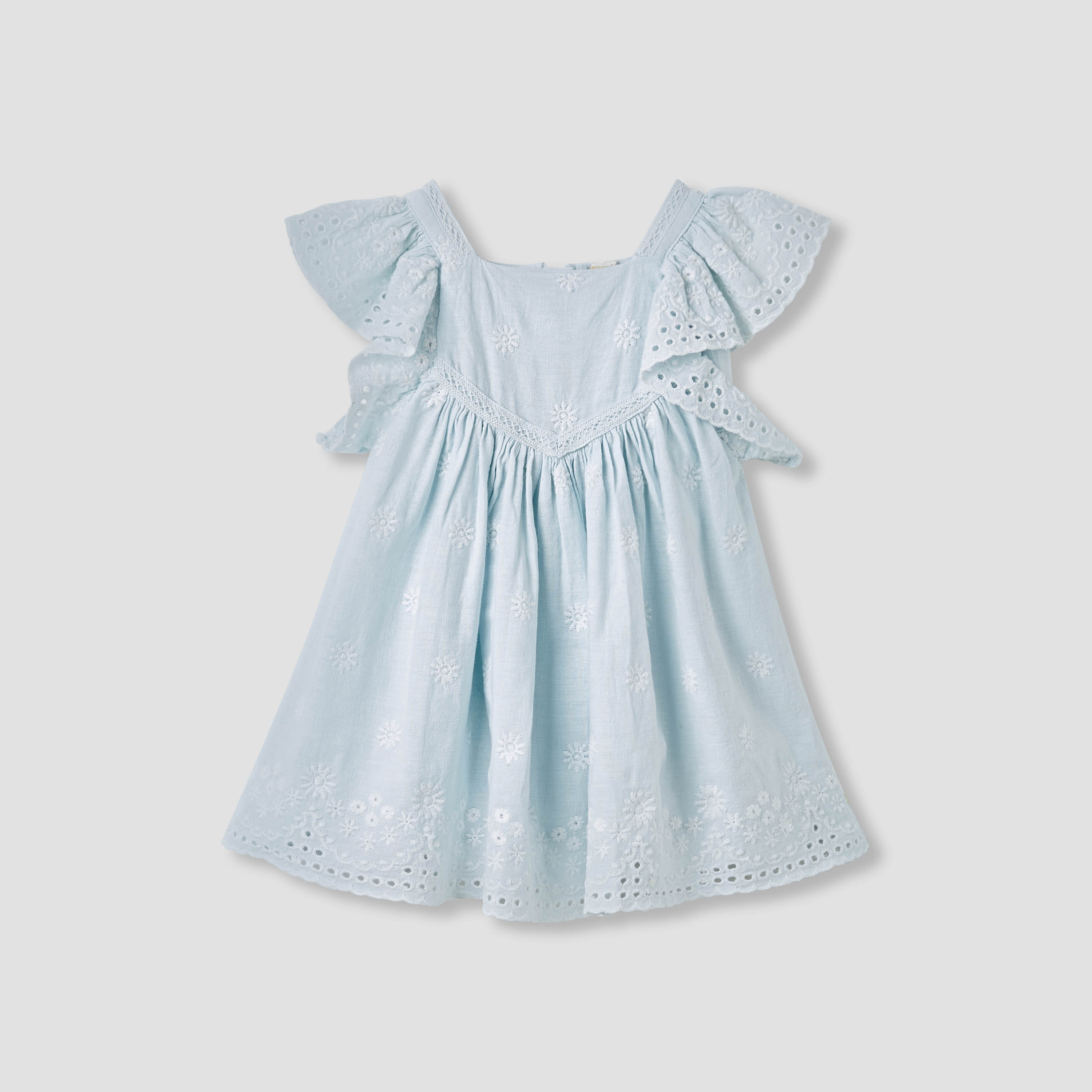 فستان إيه لاين بياقة مربعة وتفاصيل كشكش من جيجلز-baby-girls-clothing-dressesandjumpsuits-image-2