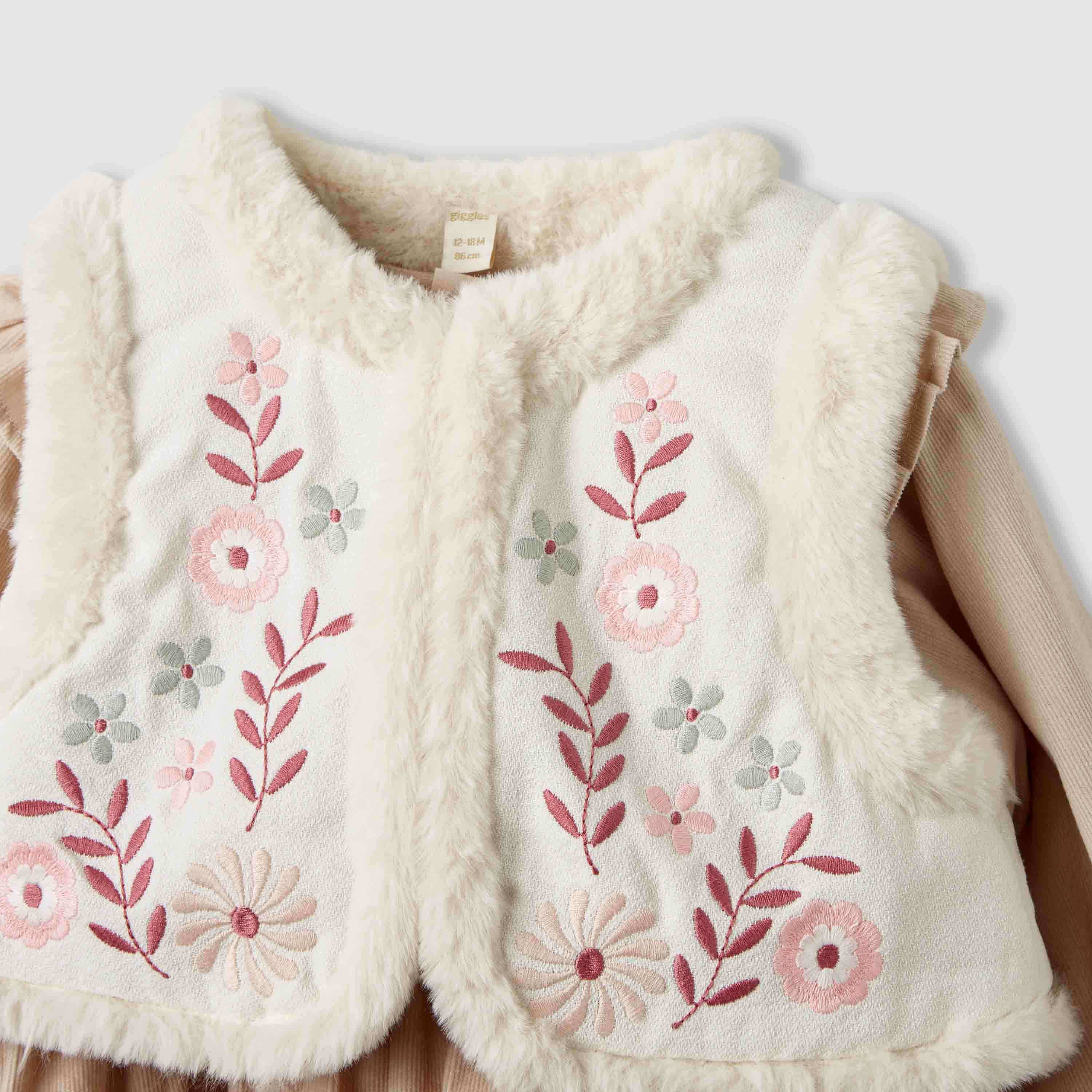 Giggles Embroidered Tiered Dress with Sweater and Stockings-baby-girls-clothing-winterwear-dresses-image-5
